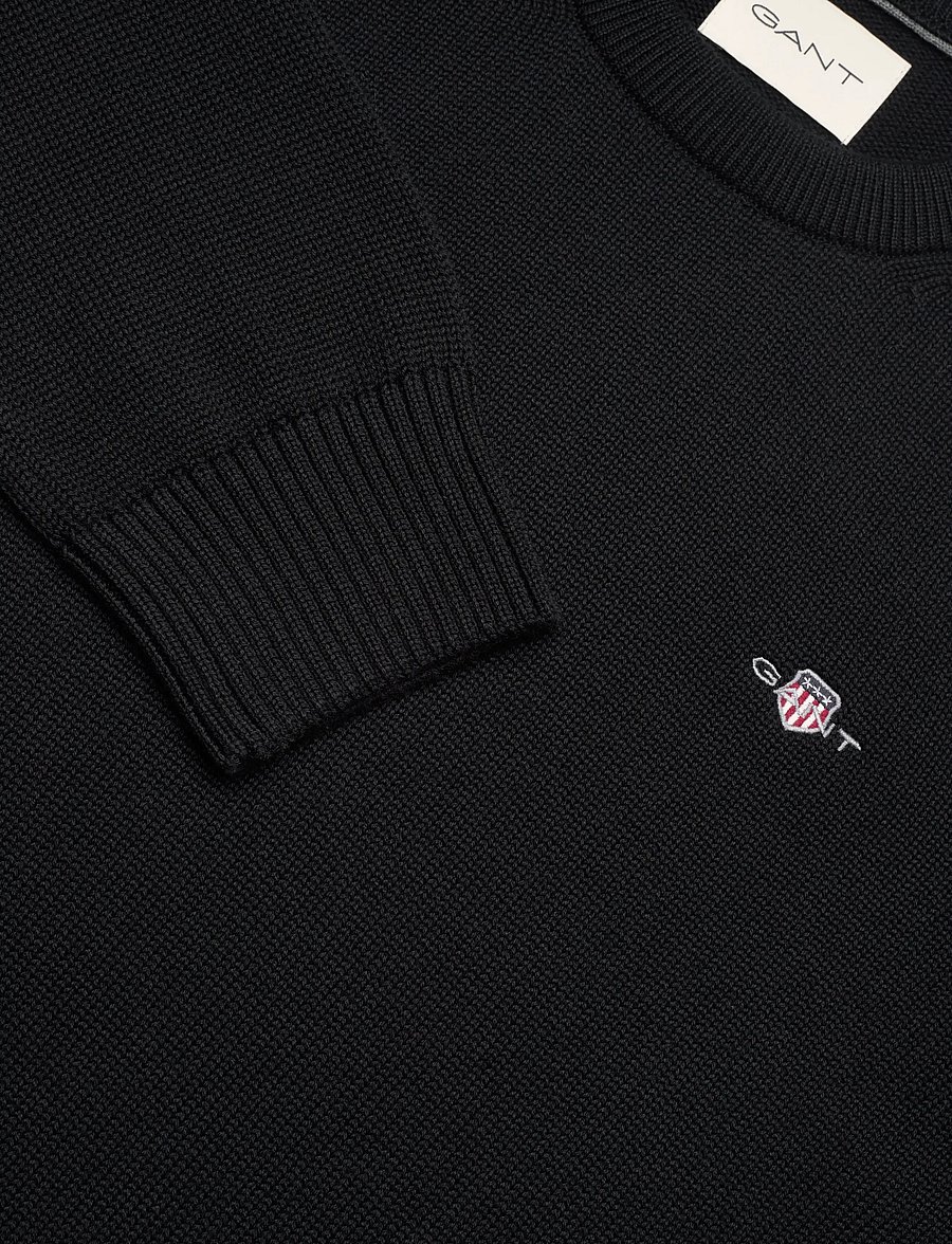 Gant - CASUAL COTTON C-NECK - rundhalsad - black - 2