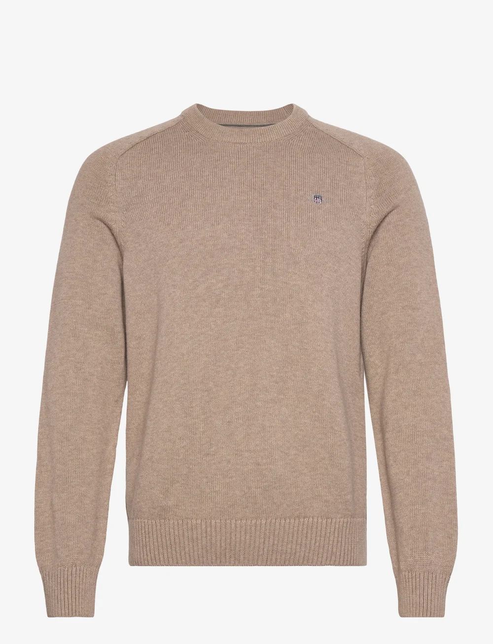 GANT - CASUAL COTTON C-NECK - Ümmarguse kaelusega kudumid - dk. sand melange - 0