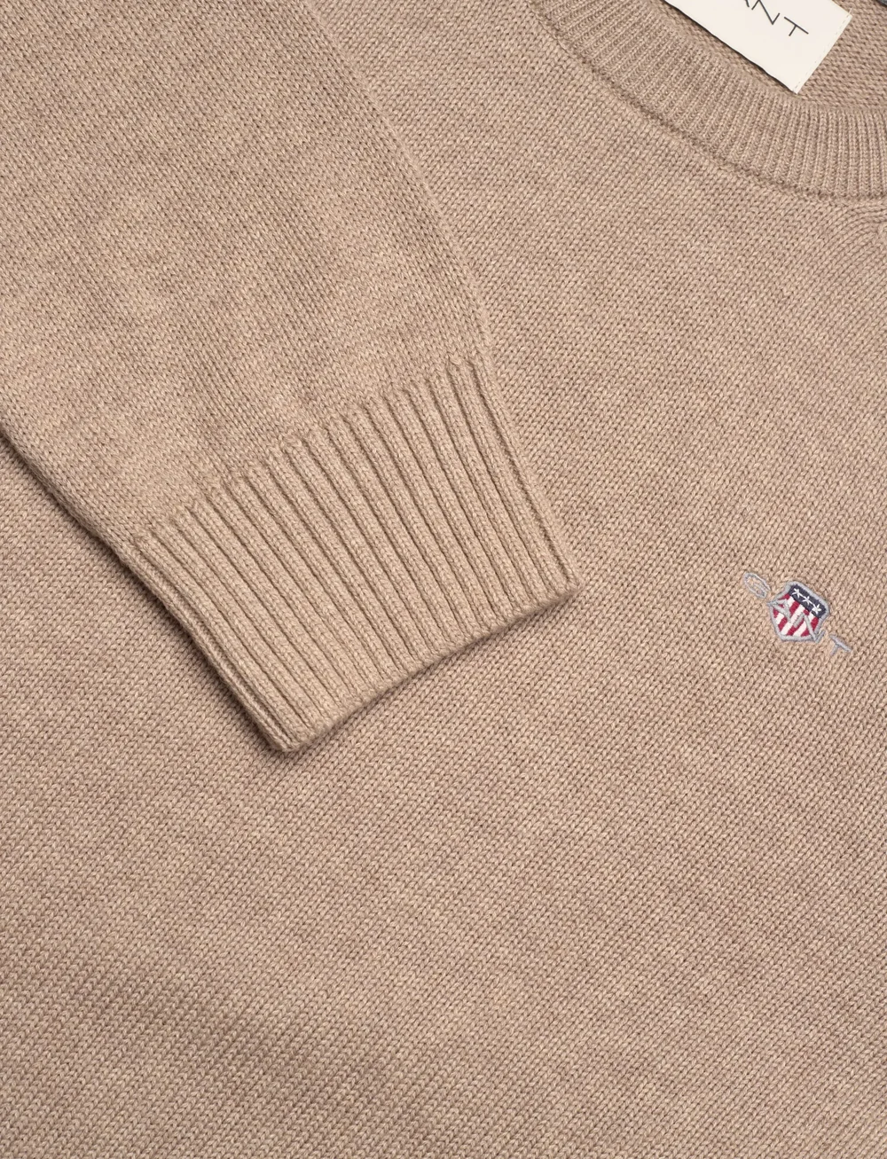 GANT - CASUAL COTTON C-NECK - Ümmarguse kaelusega kudumid - dk. sand melange - 2