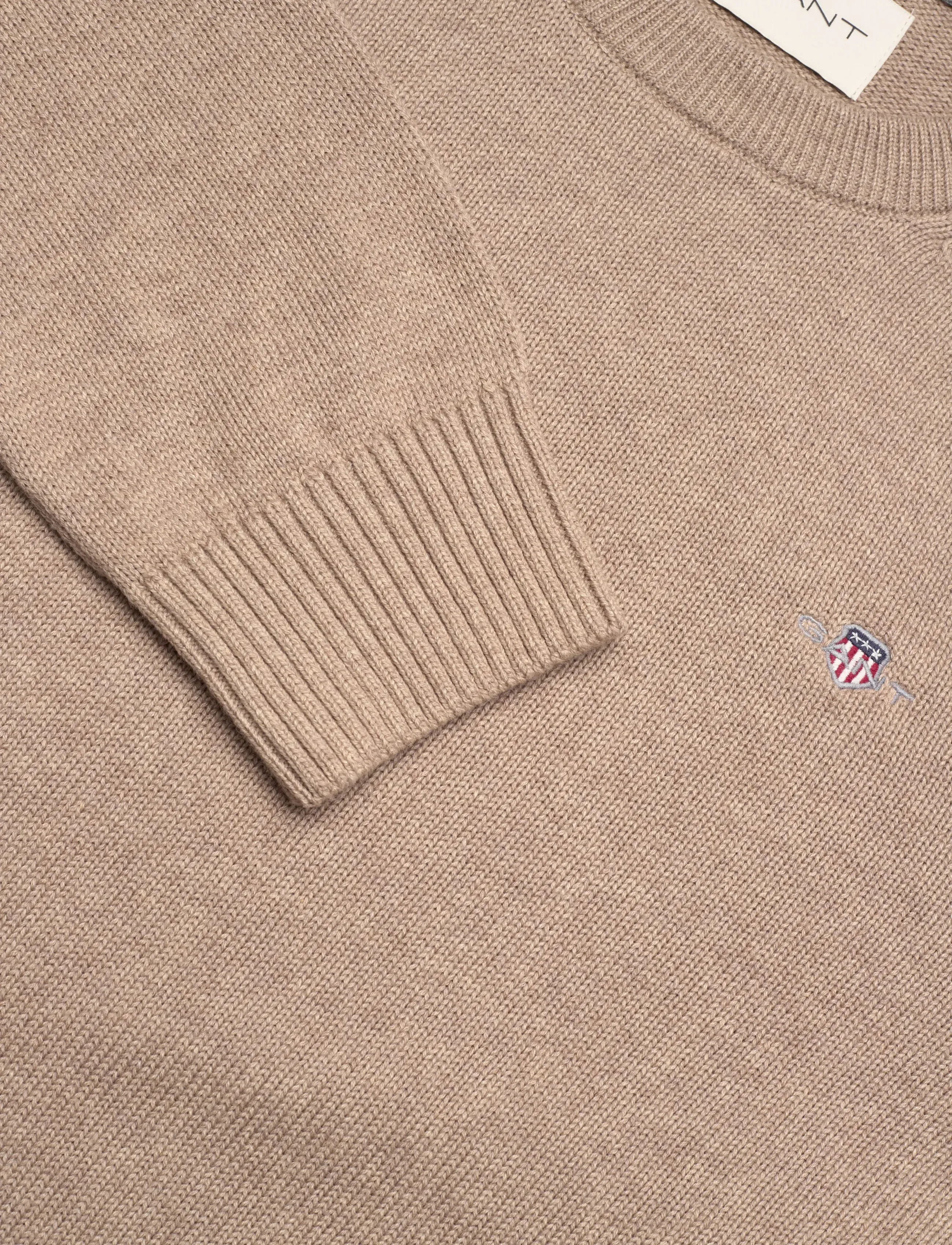 Gant - CASUAL COTTON C-NECK - pulls col rond - dk. sand melange - 2