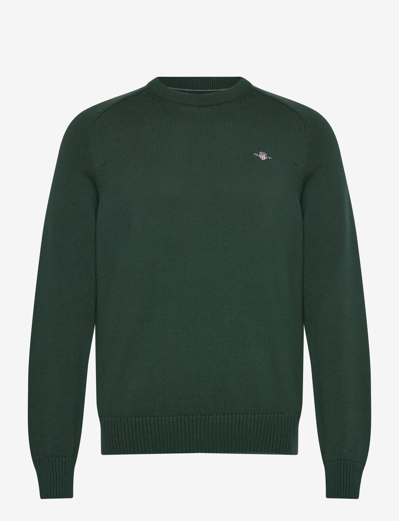 GANT - CASUAL COTTON C-NECK - knitted round necks - tartan green - 0