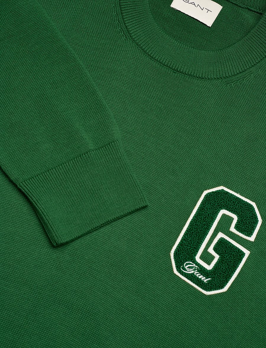 Gant - SMALL GRAPHIC BADGE C-NECK - rund hals - forest green - 2