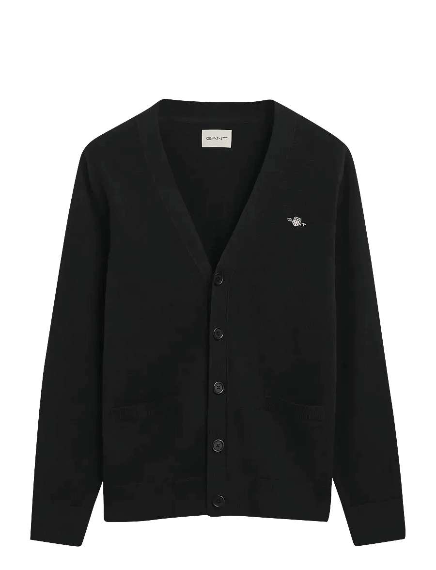 Gant - CASUAL COTTON CARDIGAN - cardigans - black - 1