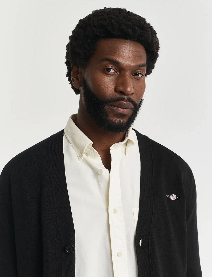 Gant - CASUAL COTTON CARDIGAN - cardigans - black - 3