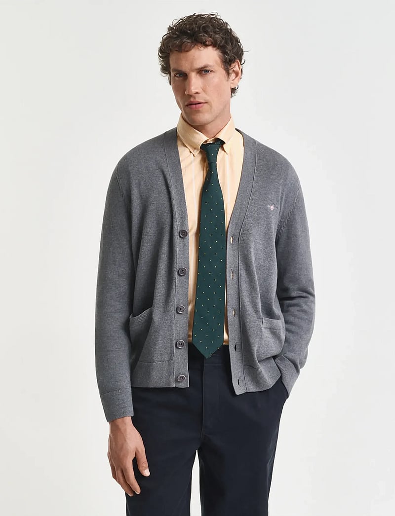 GANT - CASUAL COTTON CARDIGAN - koftor - dark grey melange - 0