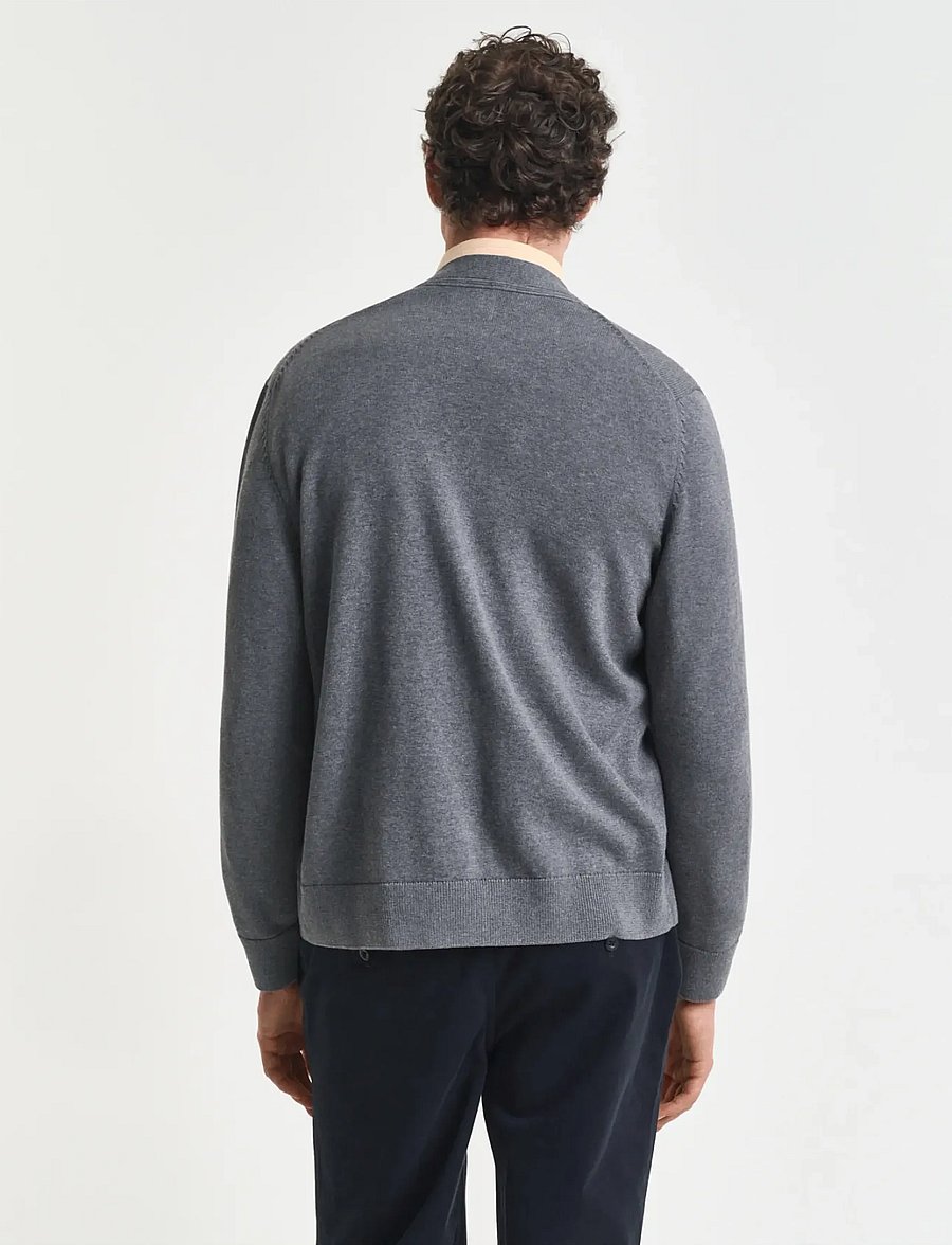 Gant - CASUAL COTTON CARDIGAN - cardigans - dark grey melange - 2