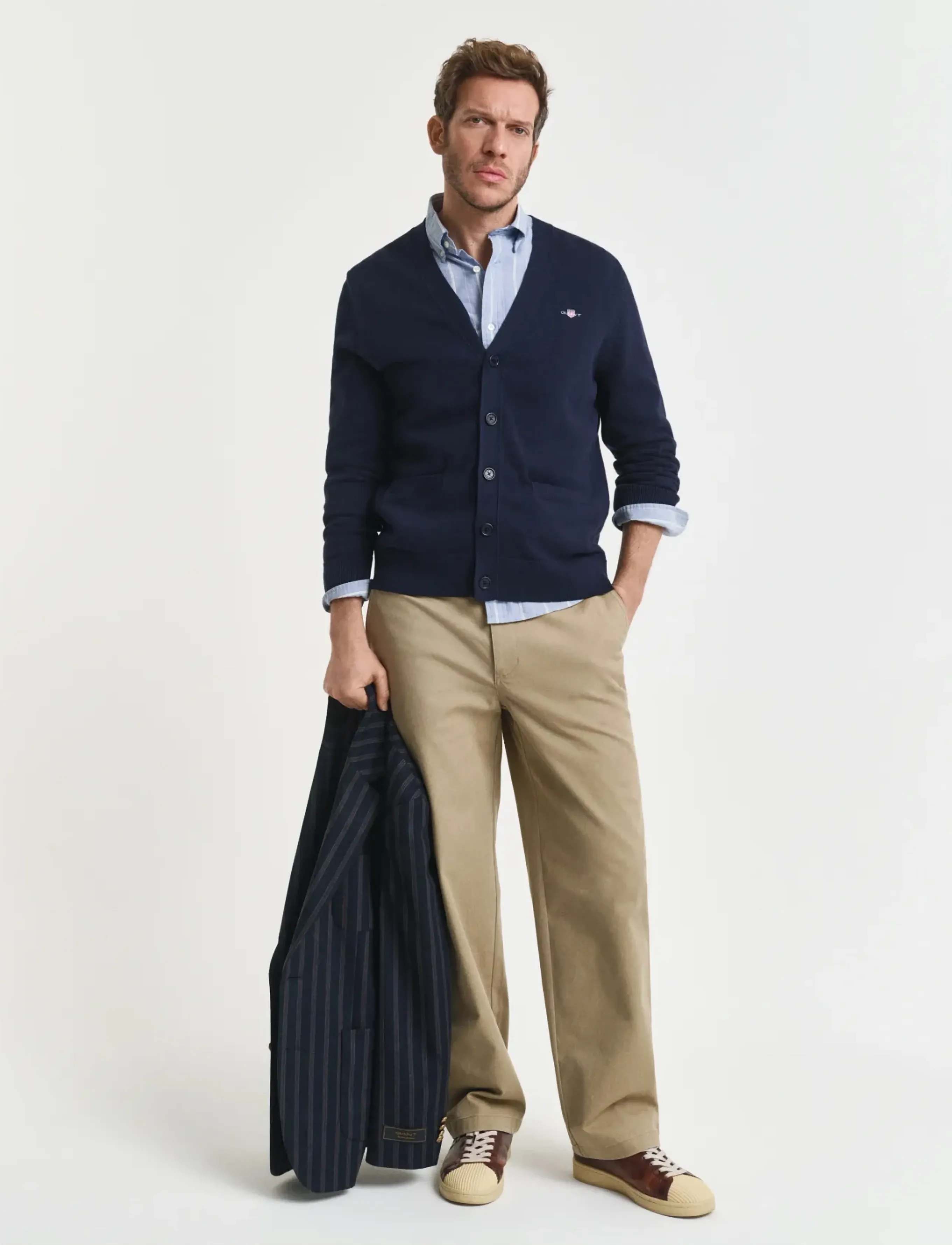 Gant - CASUAL COTTON CARDIGAN - cardigans - evening blue - 3