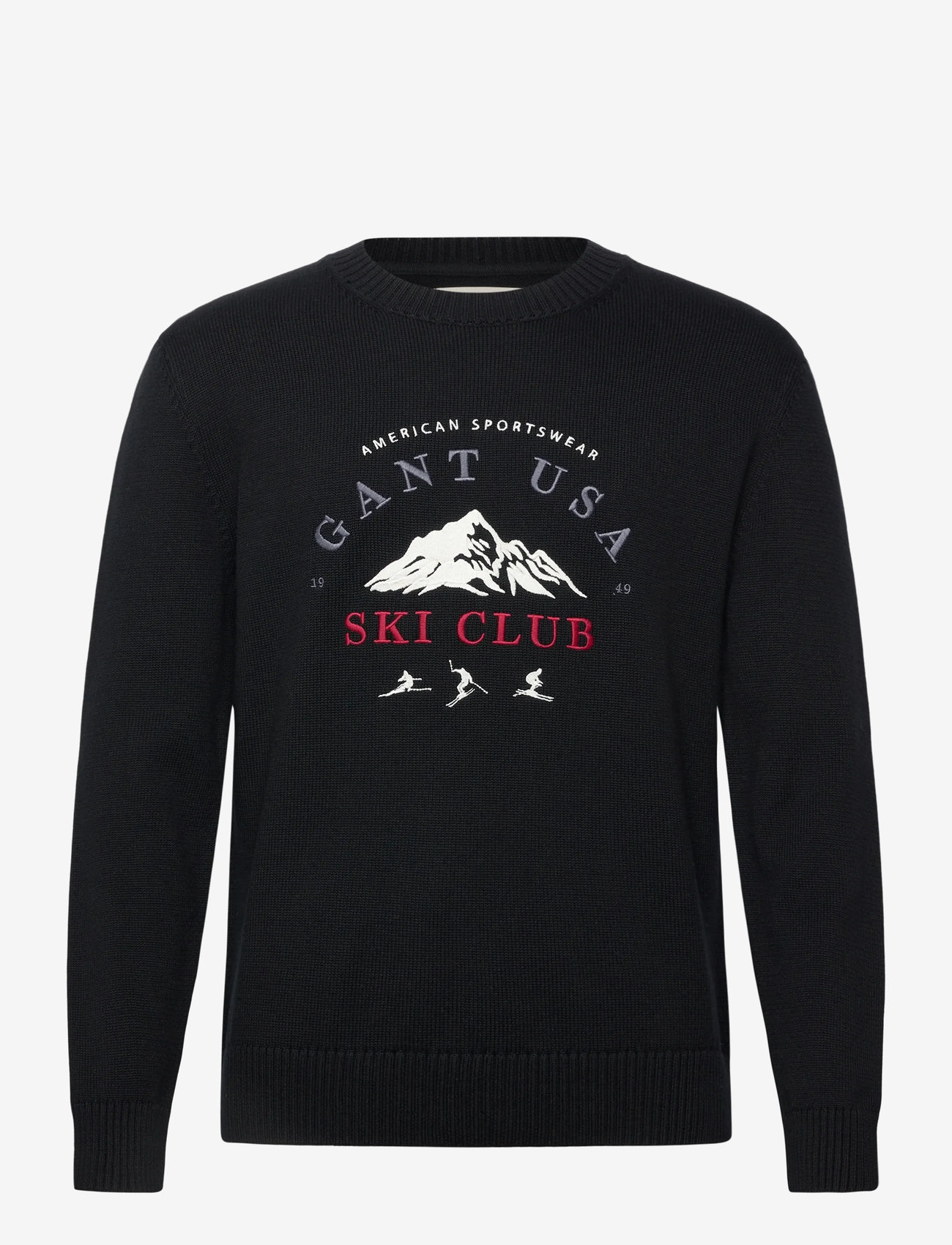 GANT - EMBROIDERED GRAPHIC C-NECK - rundhalsad - black - 0