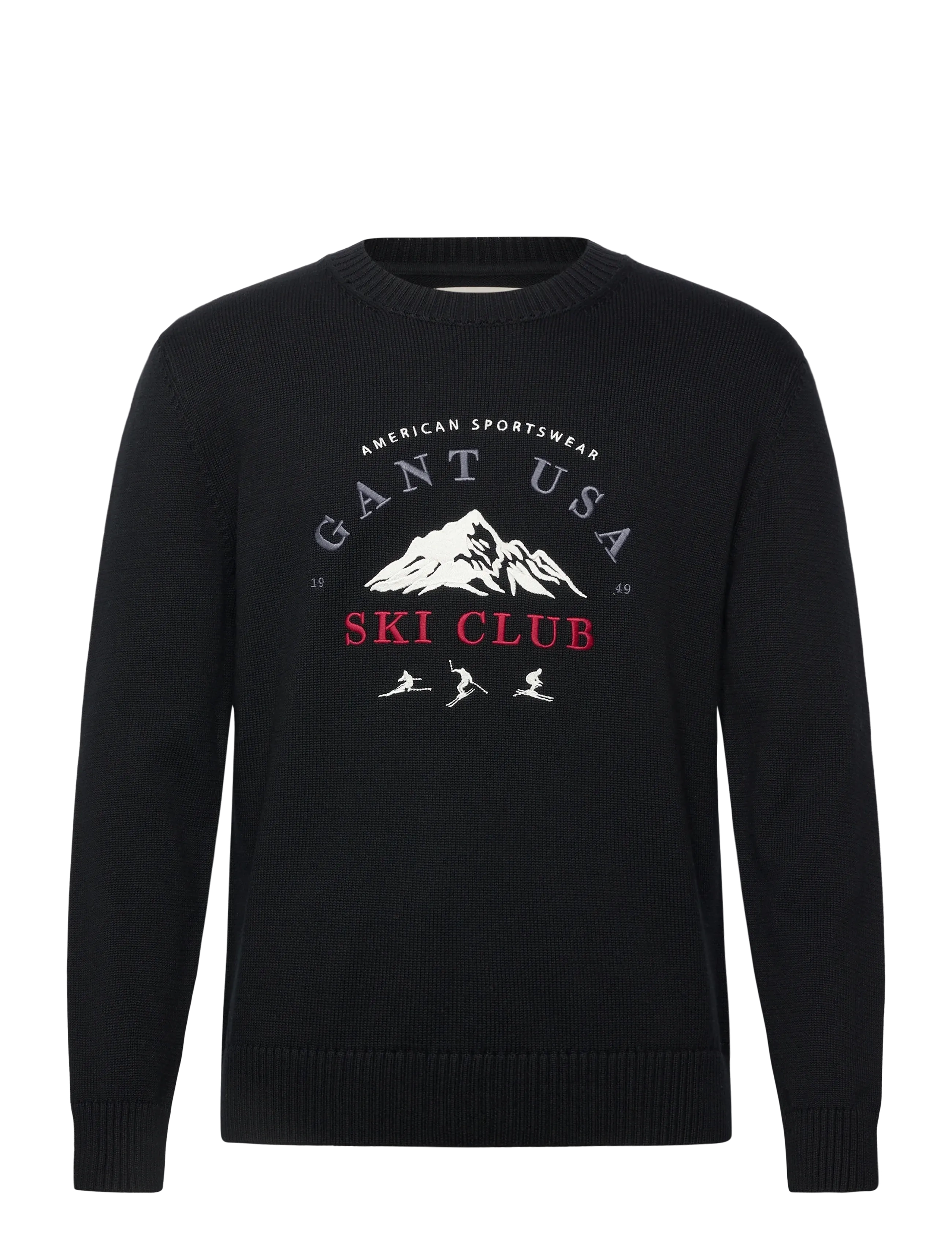 EMBROIDERED GRAPHIC C-NECK - BLACK