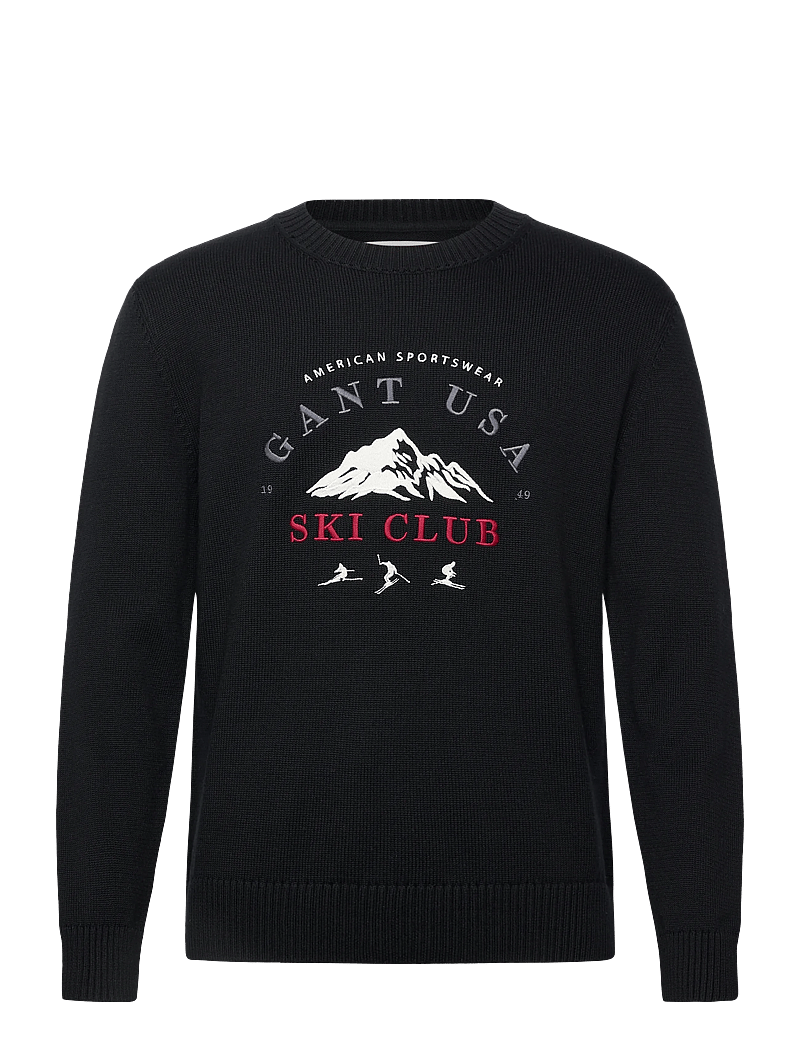 GANT - EMBROIDERED GRAPHIC C-NECK - rundhalsad - black - 0