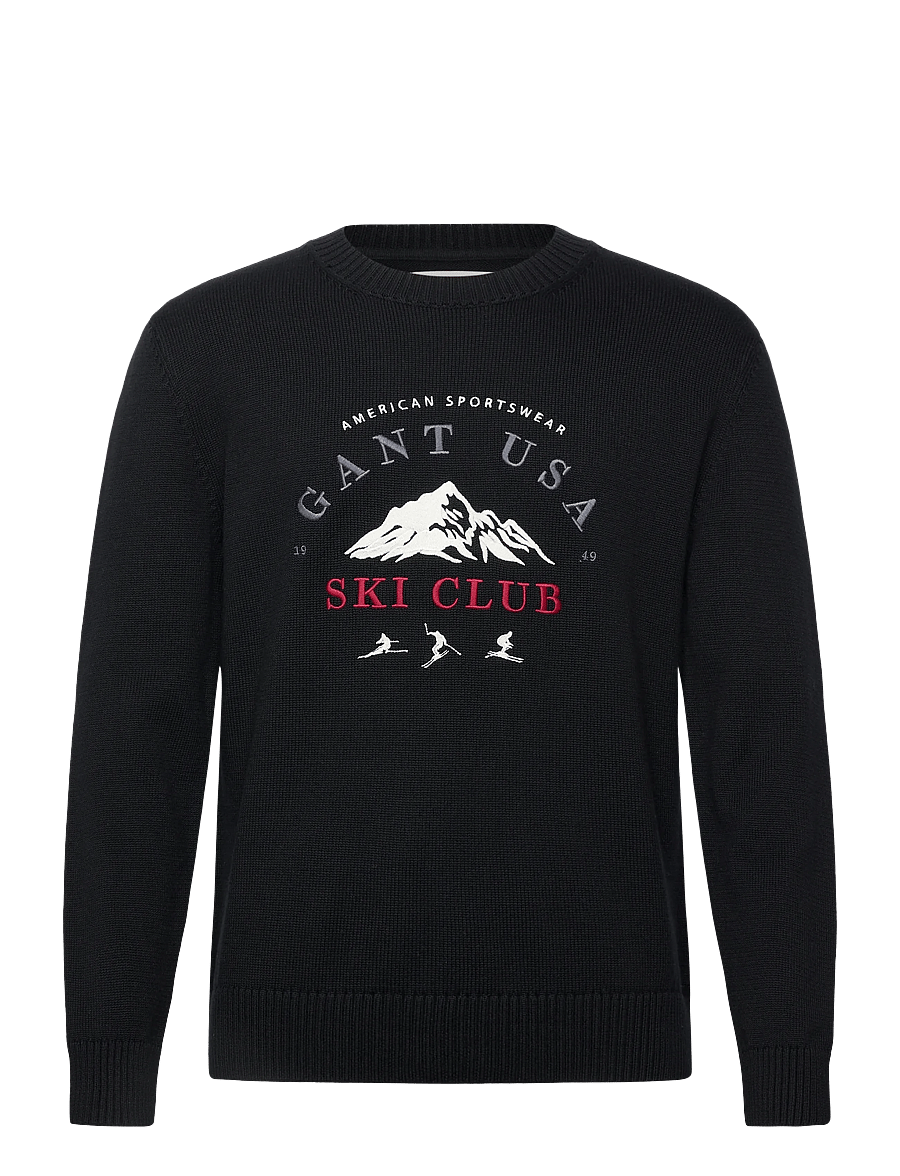 Gant - EMBROIDERED GRAPHIC C-NECK - rund hals - black - 0