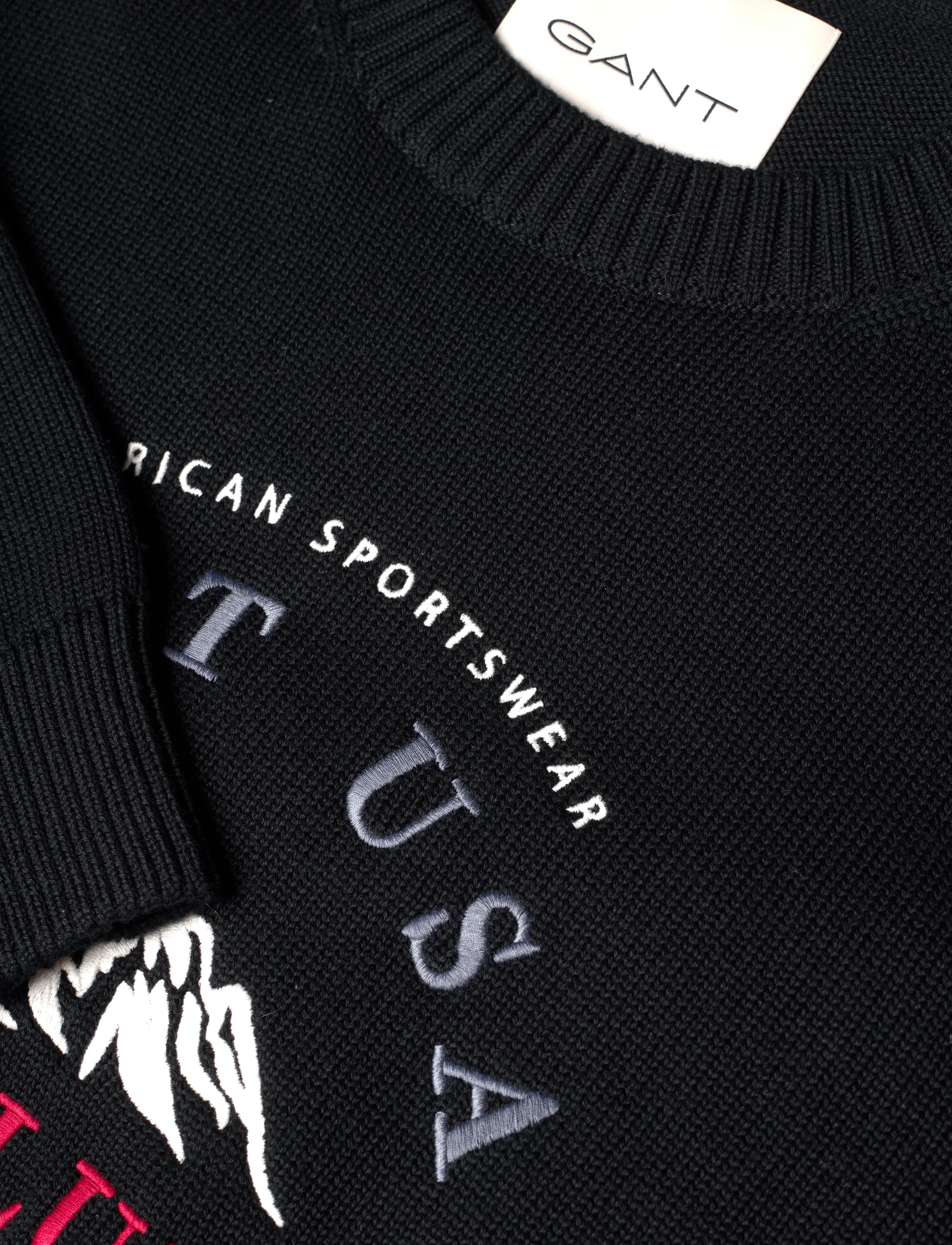 Gant - EMBROIDERED GRAPHIC C-NECK - rund hals - black - 2