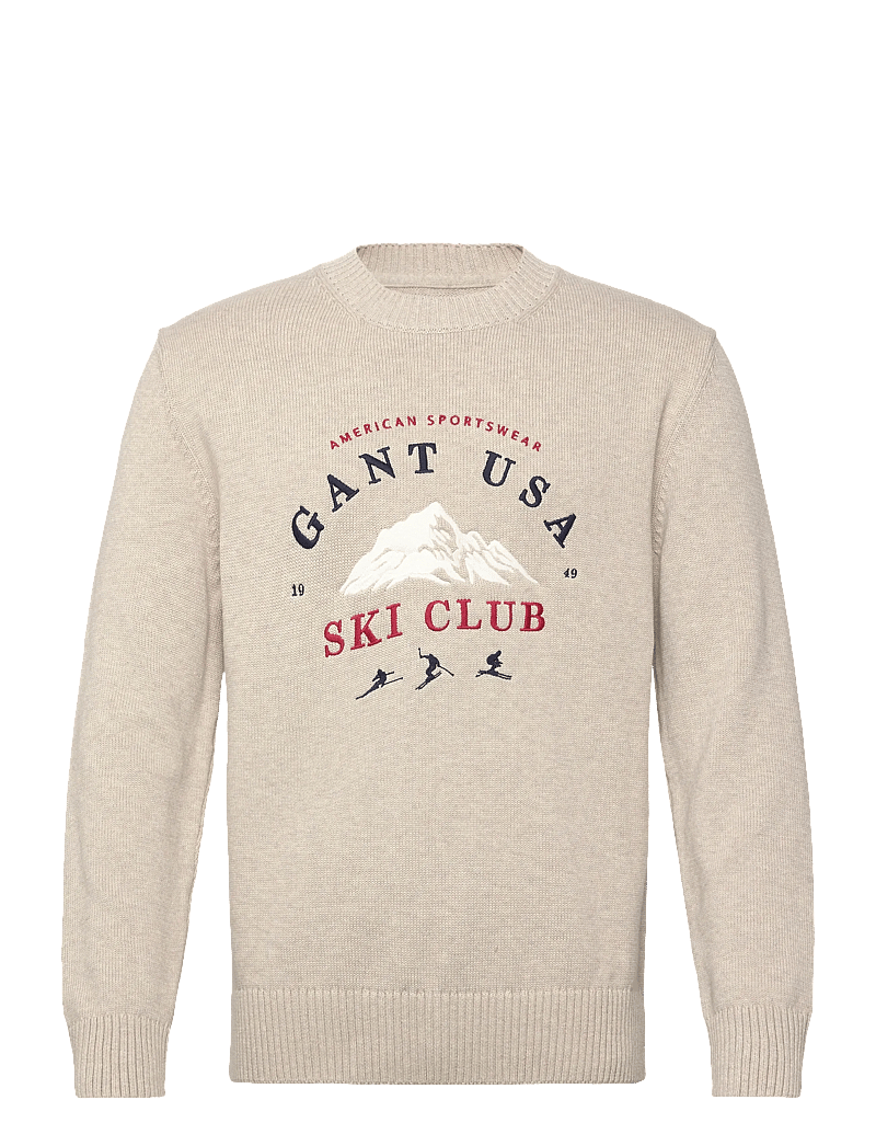GANT - EMBROIDERED GRAPHIC C-NECK - rund hals - seed melange - 0