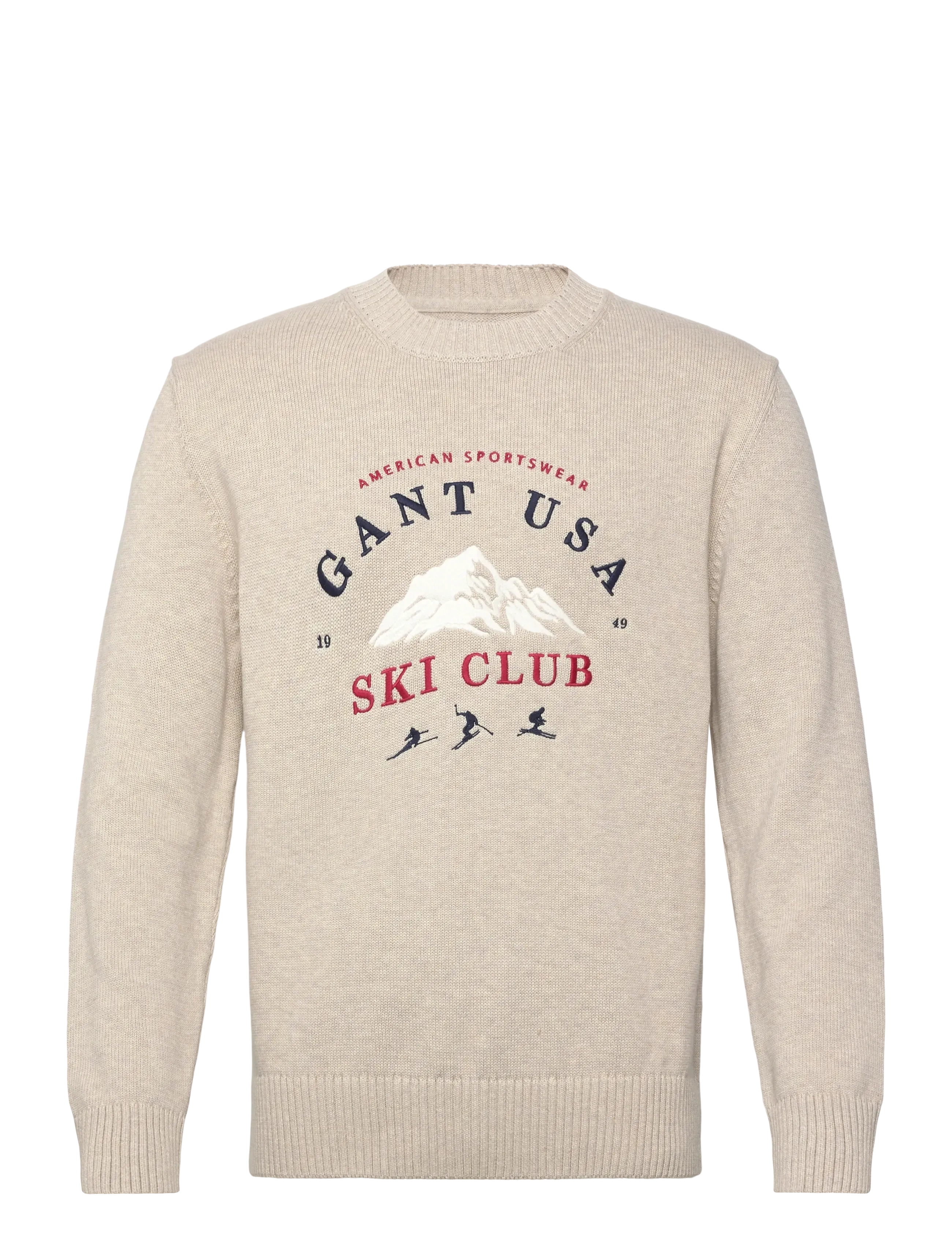 Gant EMBROIDERED GRAPHIC C-NECK - Rundhals - SEED MELANGE / beige