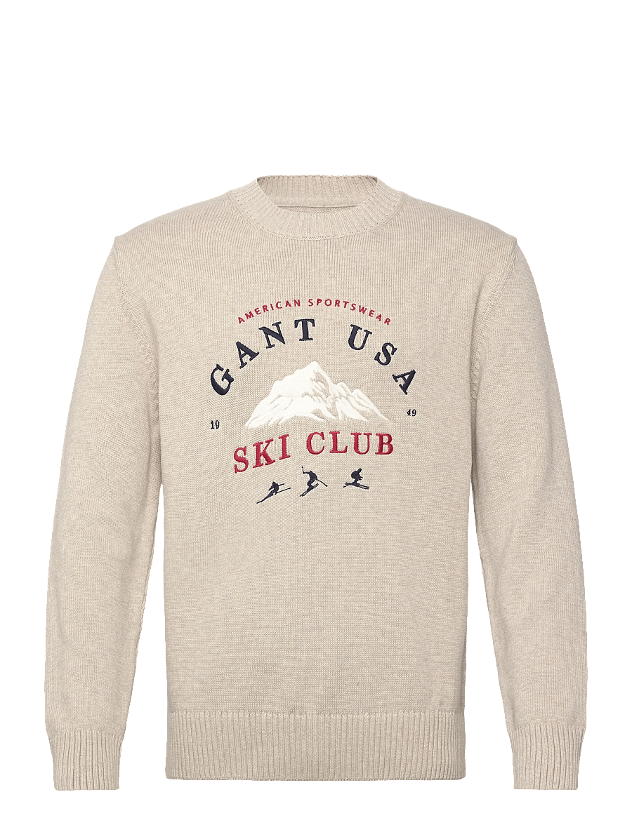Gant - EMBROIDERED GRAPHIC C-NECK - Ümmarguse kaelusega kudumid - seed melange - 0