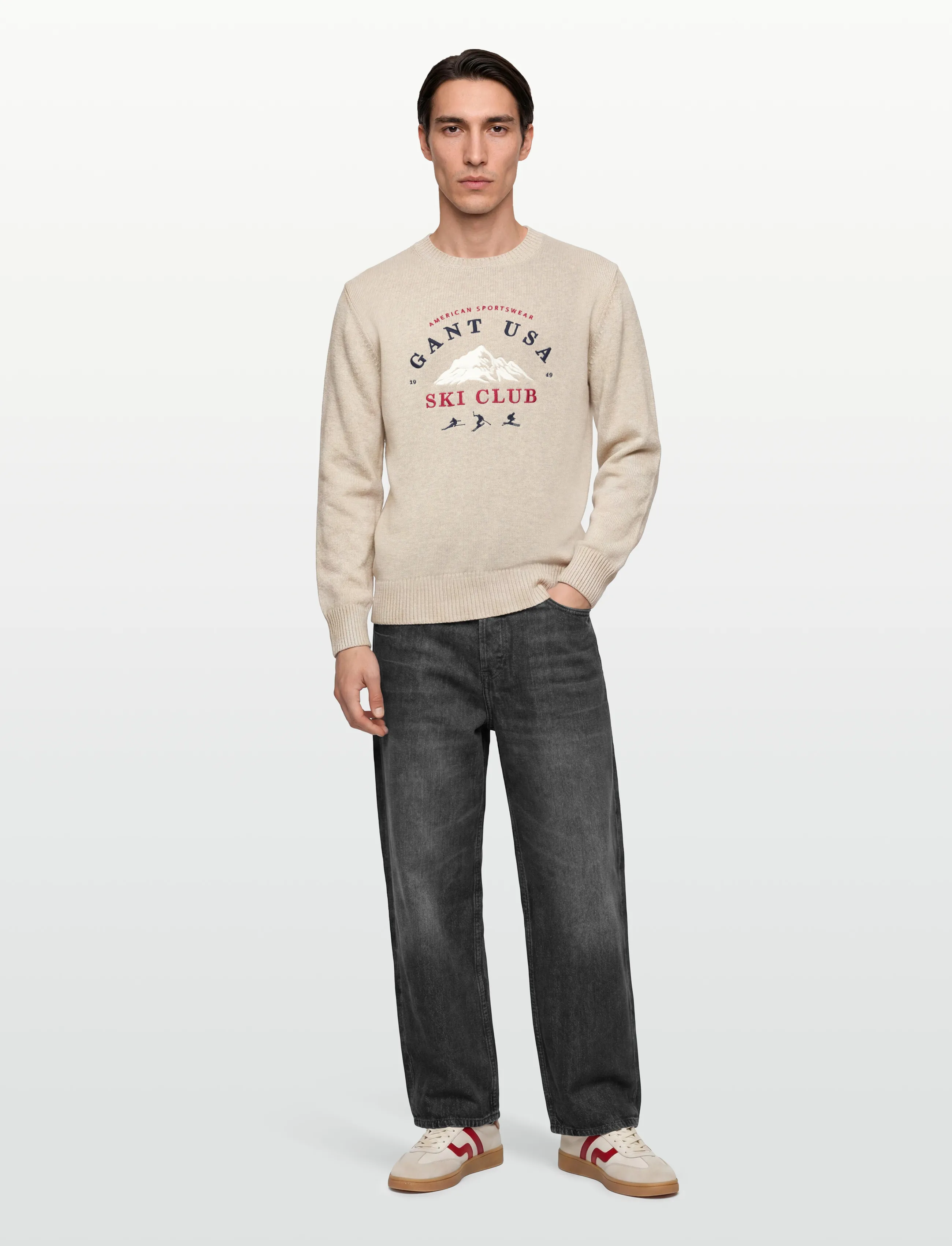 Gant - EMBROIDERED GRAPHIC C-NECK - rundhalsad - seed melange - 0