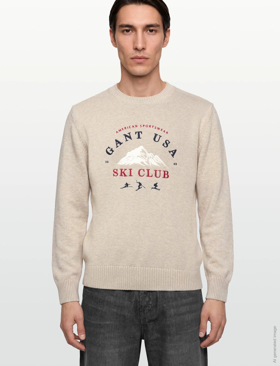 Gant - EMBROIDERED GRAPHIC C-NECK - rundhalsad - seed melange - 3