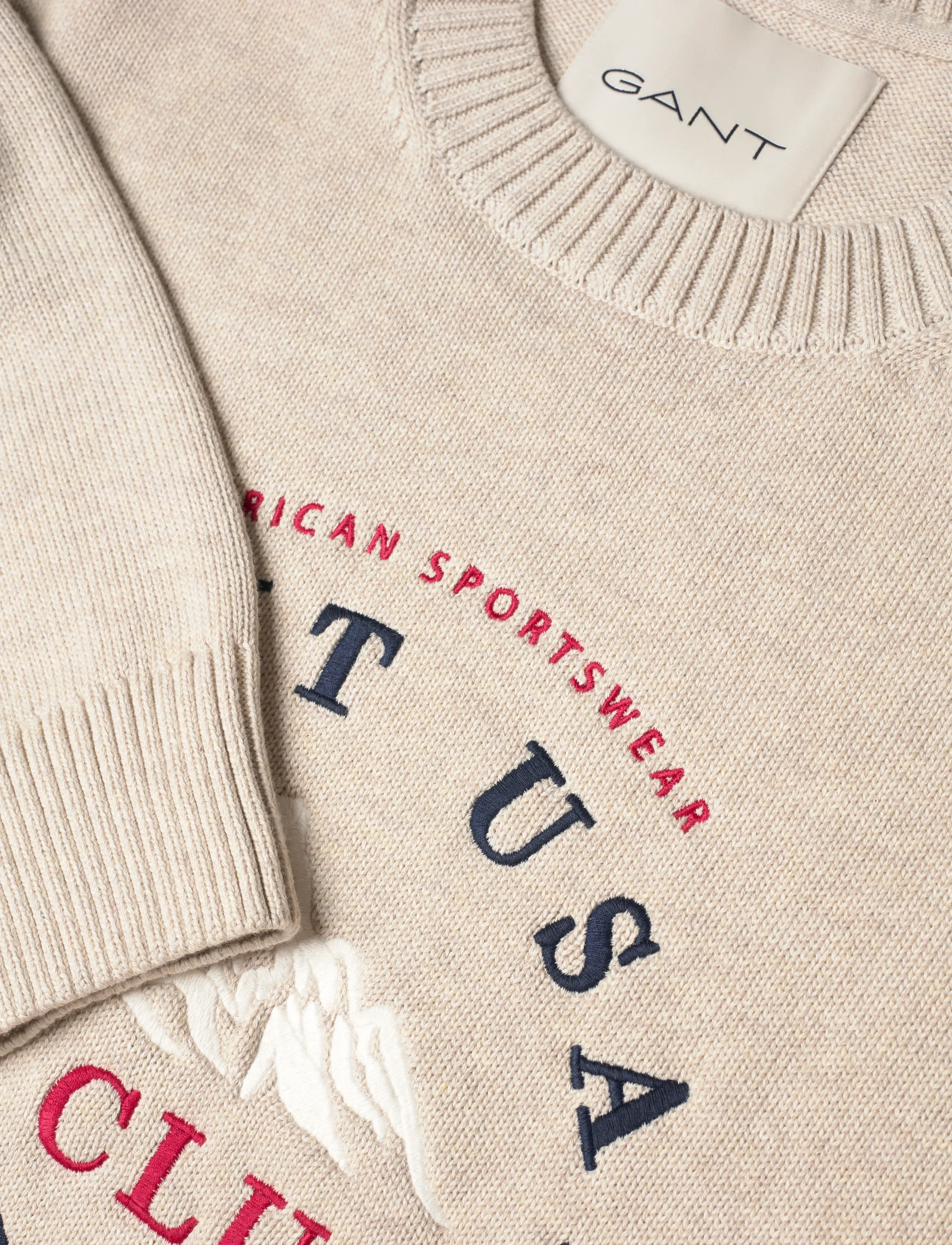 Gant - EMBROIDERED GRAPHIC C-NECK - Ümmarguse kaelusega kudumid - seed melange - 2