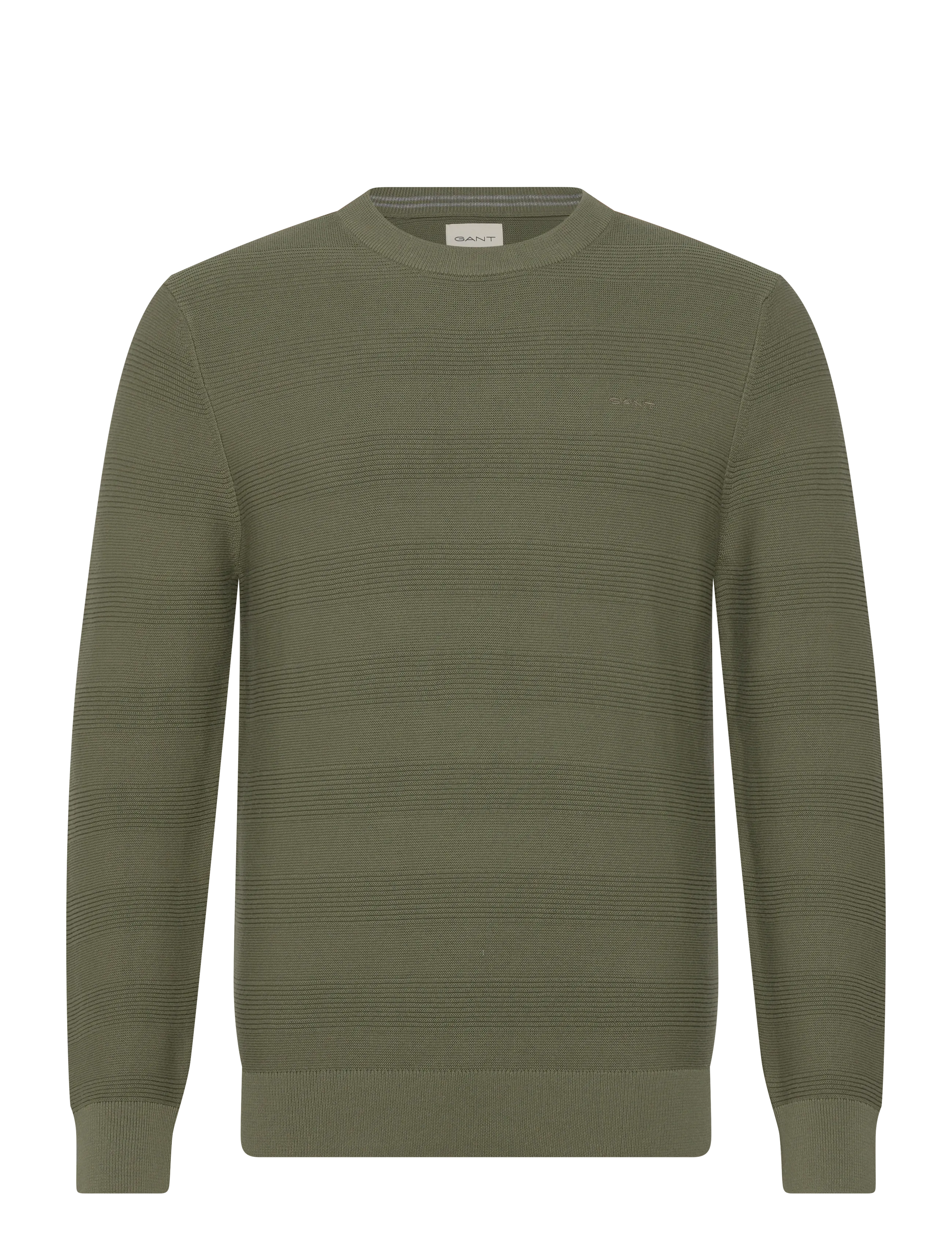 GANT COTTON TEXTURE C-NECK - Strik - DRY HERB GREEN / khaki/green