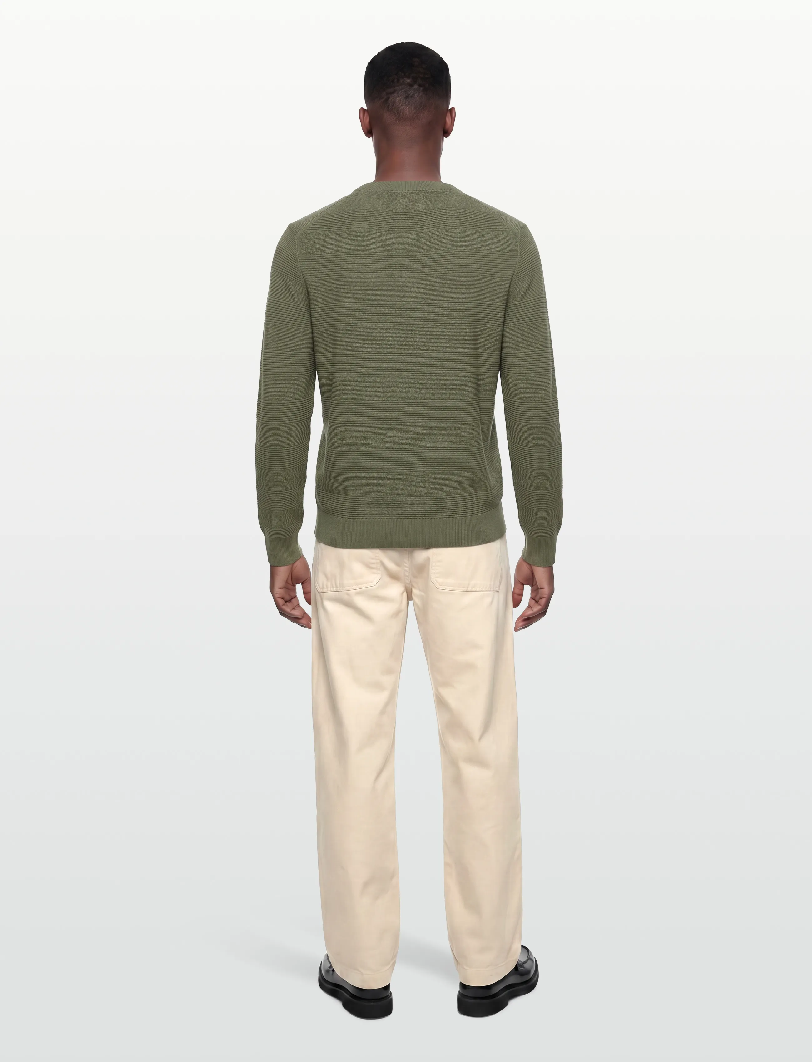 Gant - COTTON TEXTURE C-NECK - Ümmarguse kaelusega kudumid - dry herb green - 4
