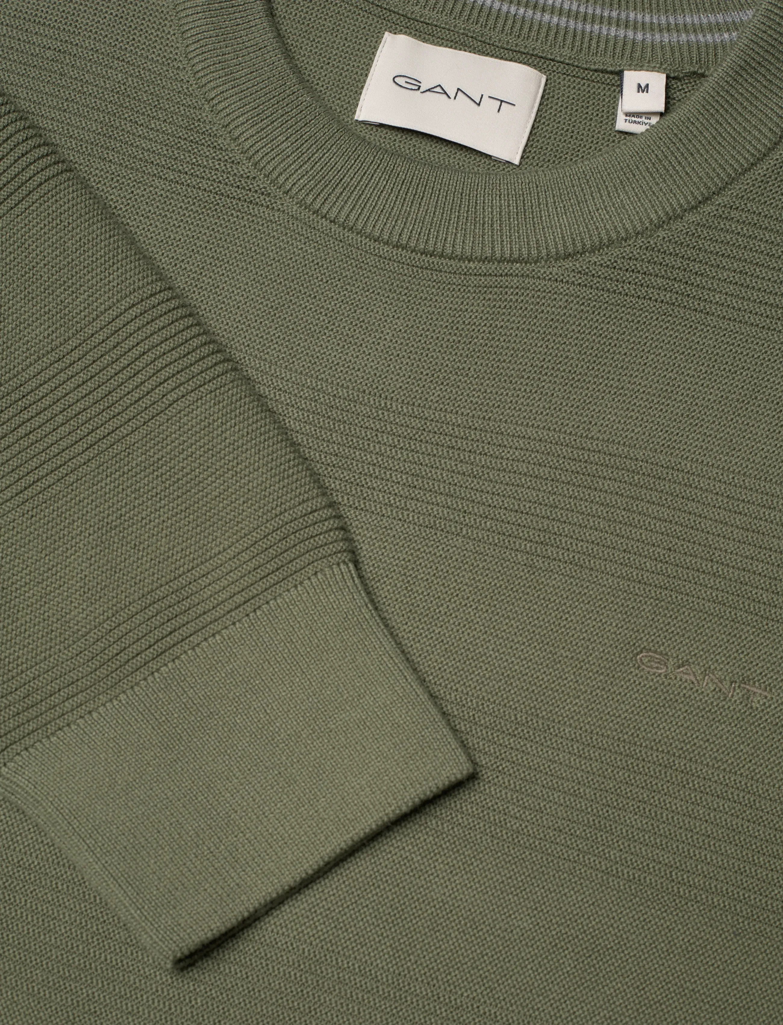 Gant - COTTON TEXTURE C-NECK - Ümmarguse kaelusega kudumid - dry herb green - 5