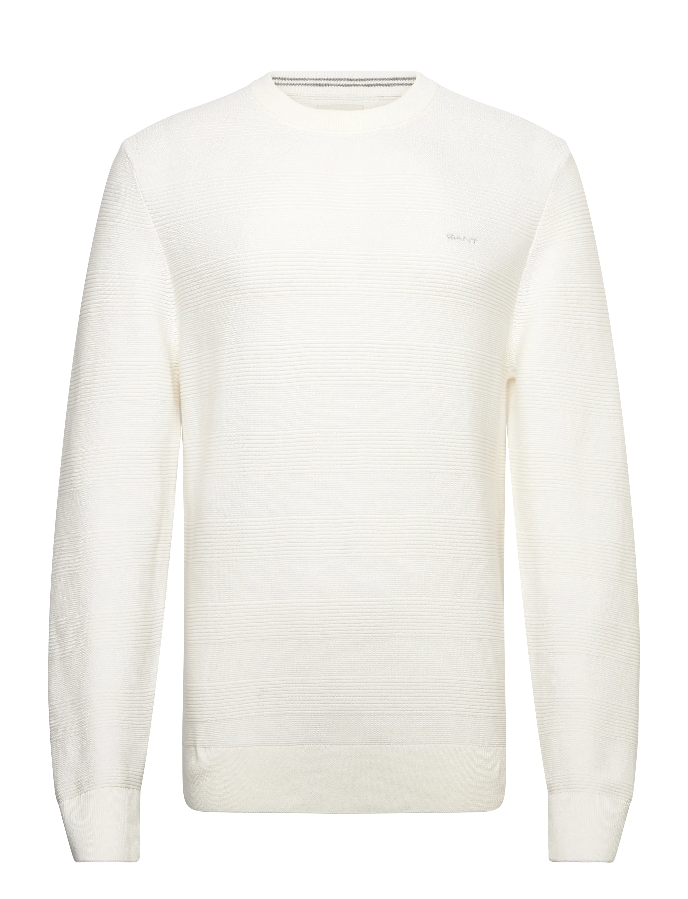 GANT COTTON TEXTURE C-NECK - Strik - EGGSHELL / cream