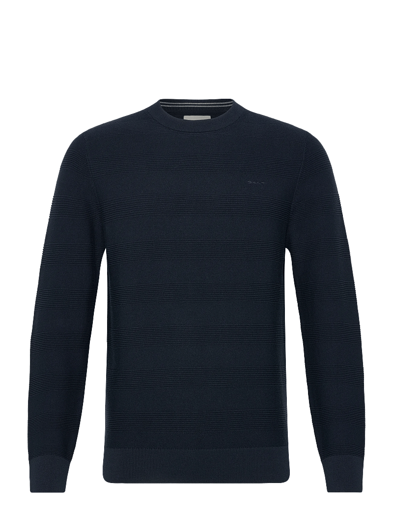 GANT - COTTON TEXTURE C-NECK - Ümmarguse kaelusega kudumid - evening blue - 0