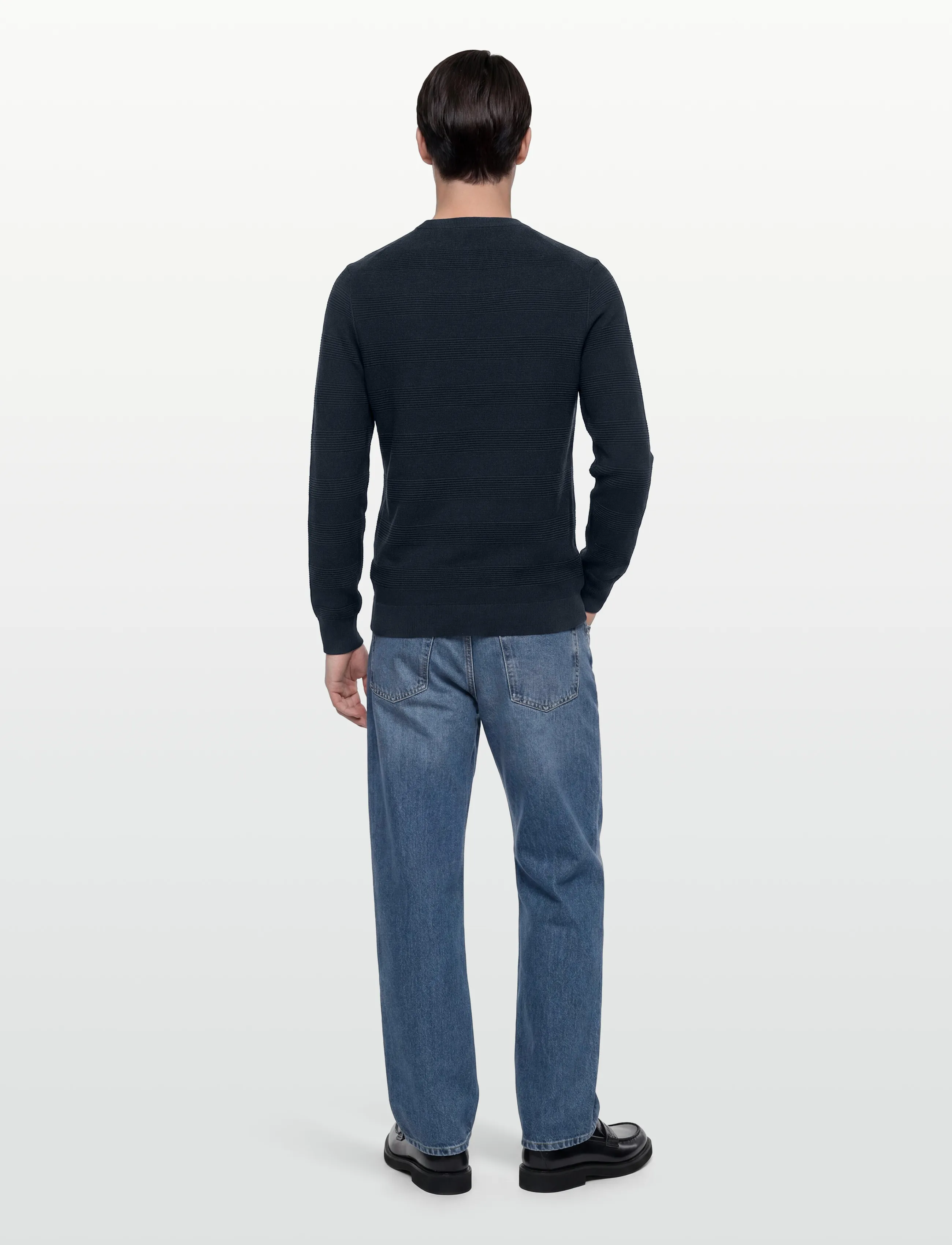 Gant - COTTON TEXTURE C-NECK - basisstrikkeplagg - evening blue - 4