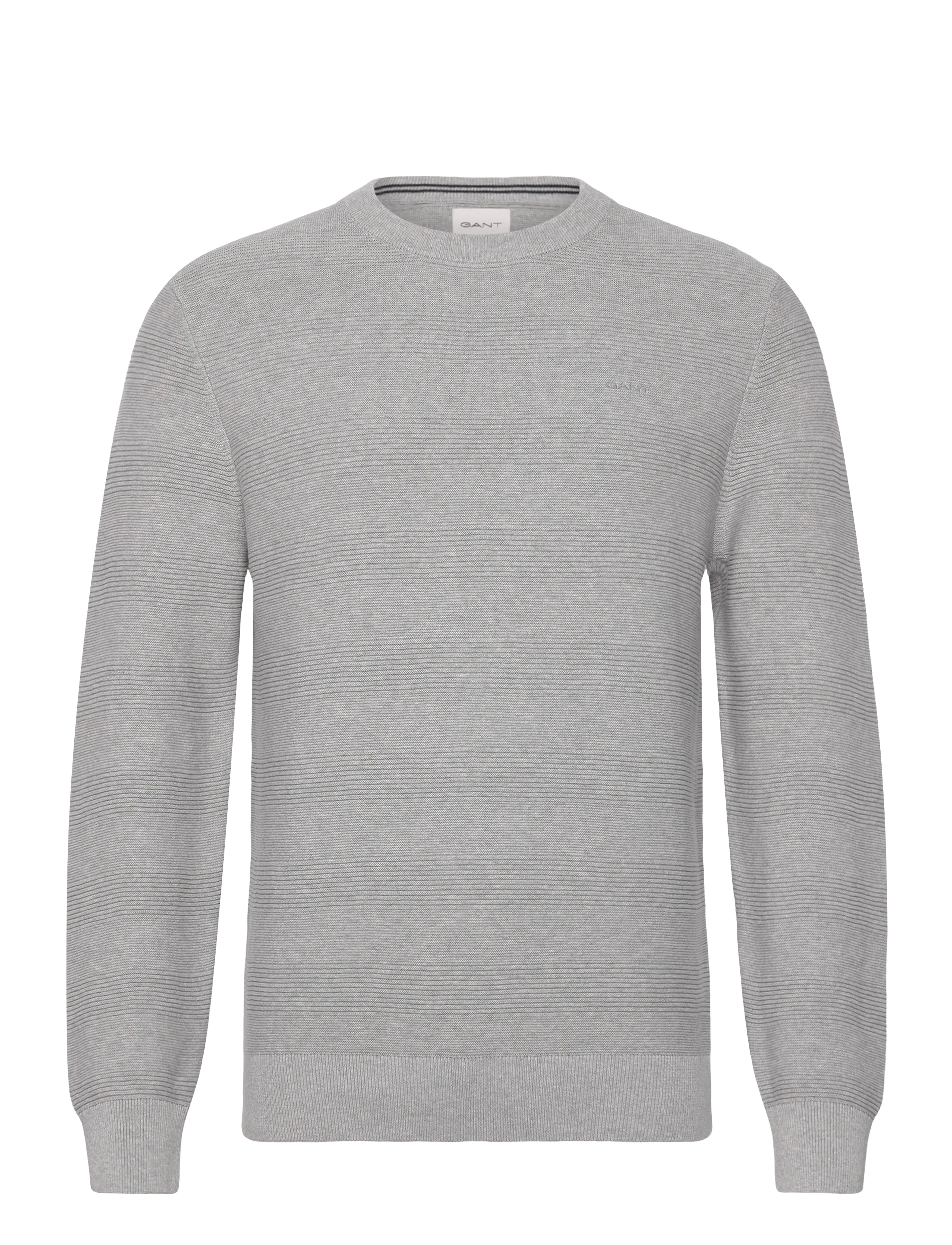 Gant COTTON TEXTURE C-NECK - Rundhalsad - LIGHT GREY MELANGE / grey
