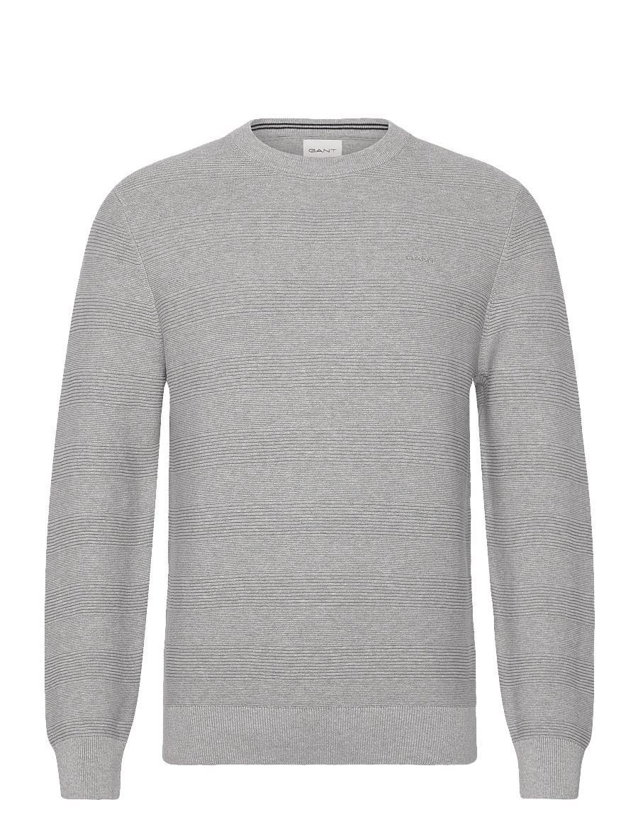 Gant - COTTON TEXTURE C-NECK - rundhals - light grey melange - 1