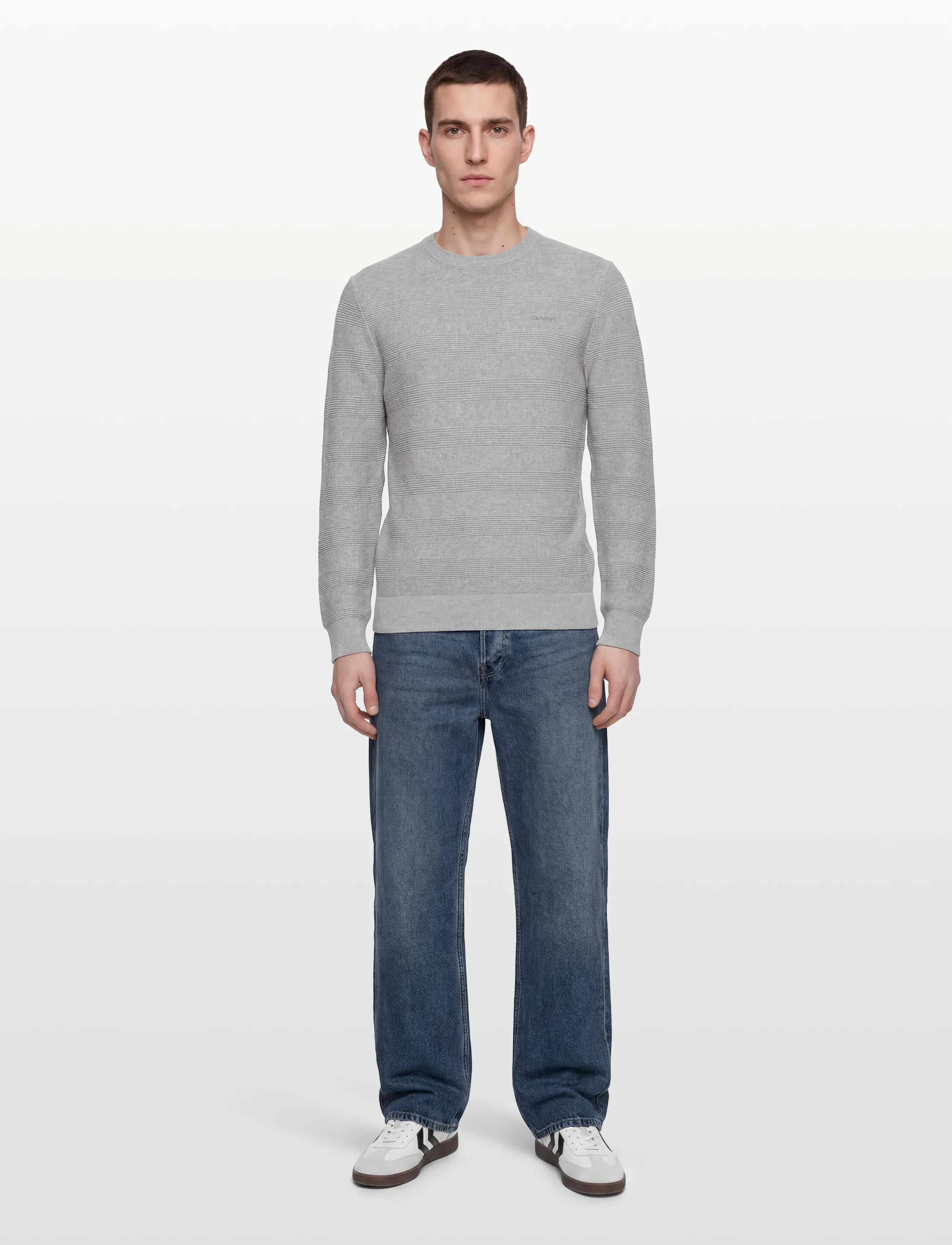 GANT COTTON TEXTURE C-NECK - Nach Stil kaufen - LIGHT GREY MELANGE / grey