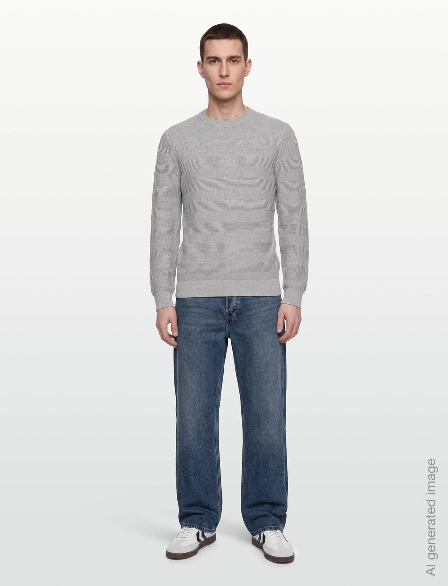 Gant - COTTON TEXTURE C-NECK - rundhals - light grey melange - 0