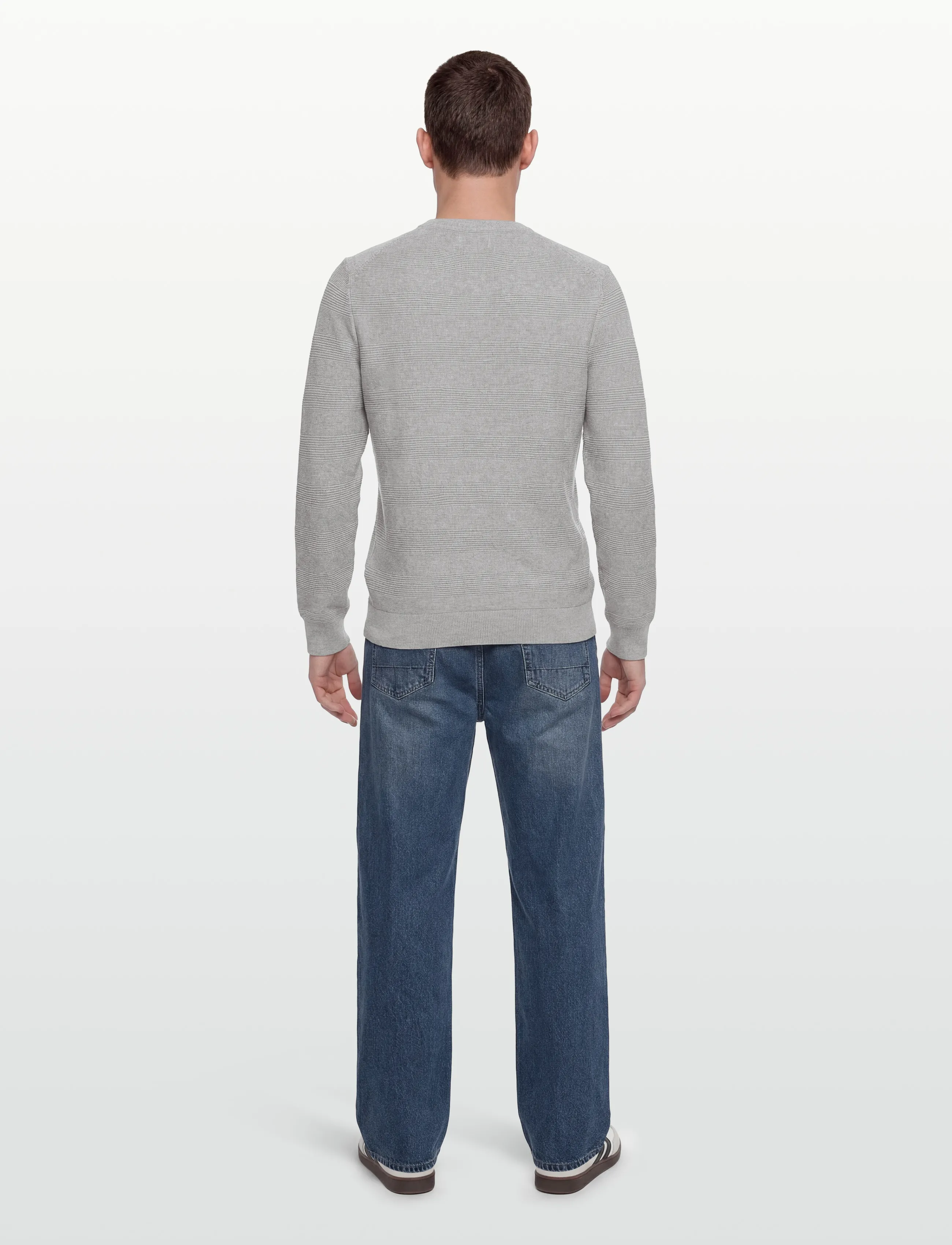 Gant - COTTON TEXTURE C-NECK - strik - light grey melange - 4