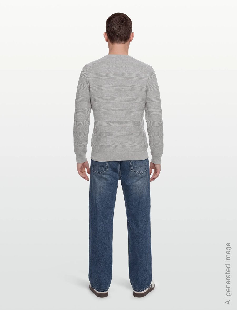 Gant - COTTON TEXTURE C-NECK - rundhals - light grey melange - 4