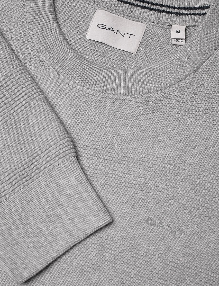 Gant - COTTON TEXTURE C-NECK - rundhals - light grey melange - 5
