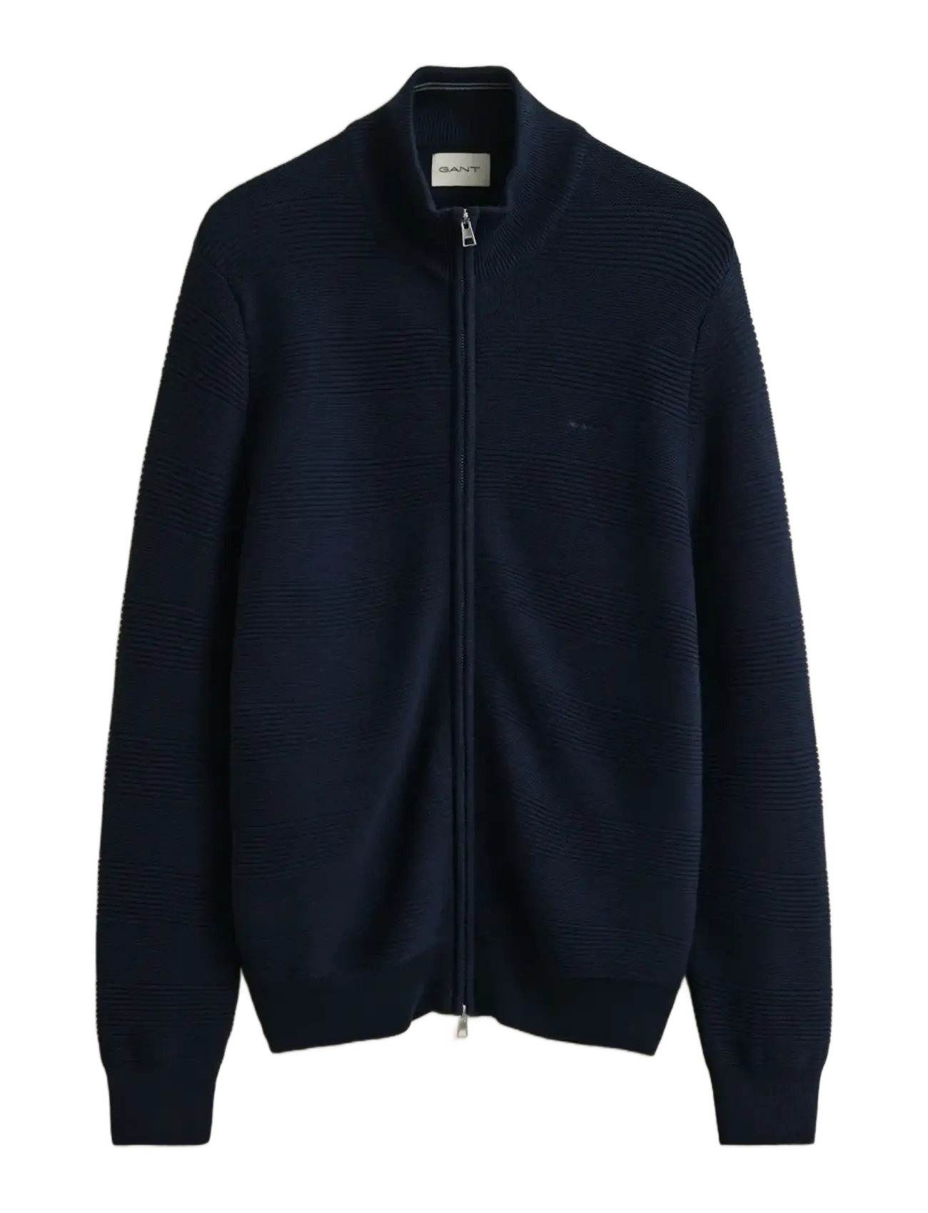 GANT COTTON TEXTURE ZIPPED CARDIGAN - Fatnaður - EVENING BLUE / navy