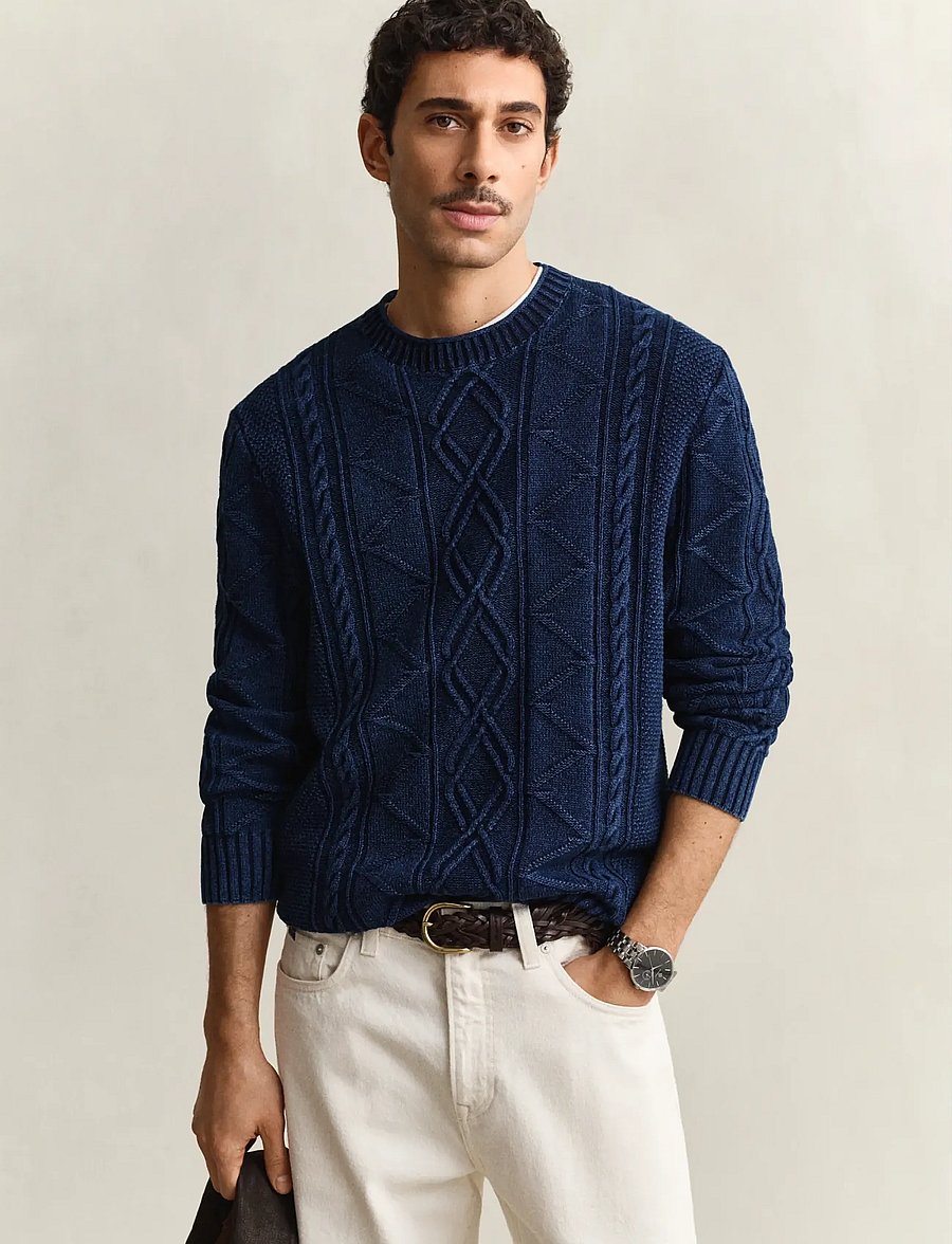 Gant - INDIGO CABLE C-NECK - rundhals - rich navy - 0
