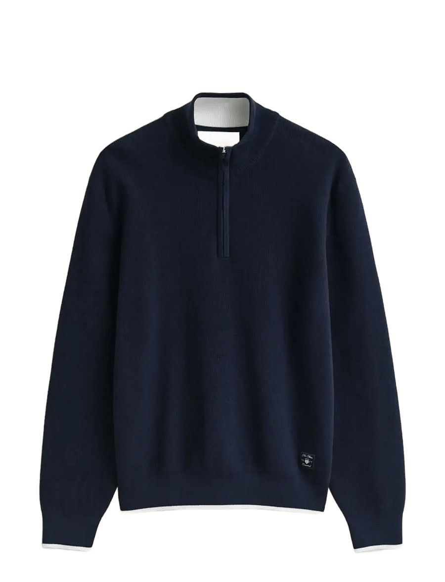 Gant - COTTON RIB HALF ZIP - pullover mit halbem reißverschluss - evening blue - 1
