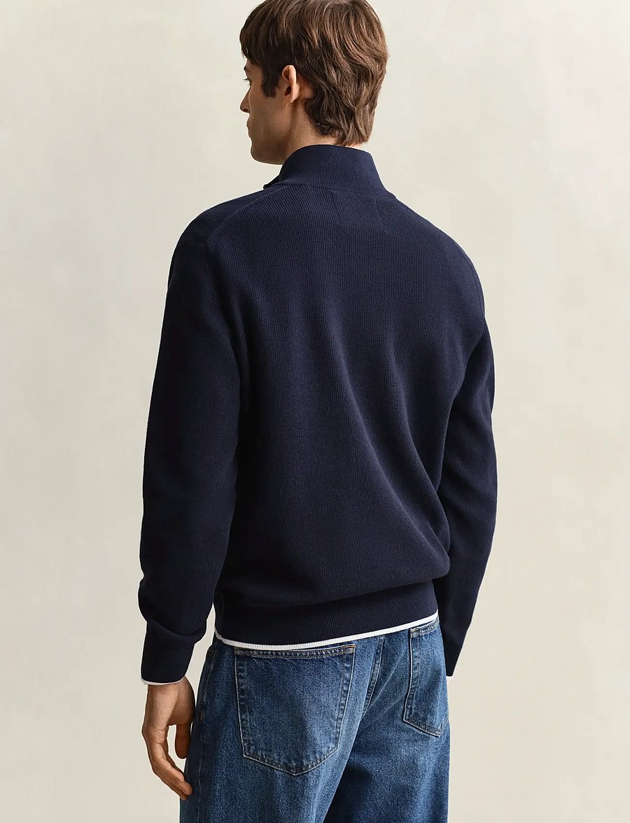 Gant - COTTON RIB HALF ZIP - pullover mit halbem reißverschluss - evening blue - 2