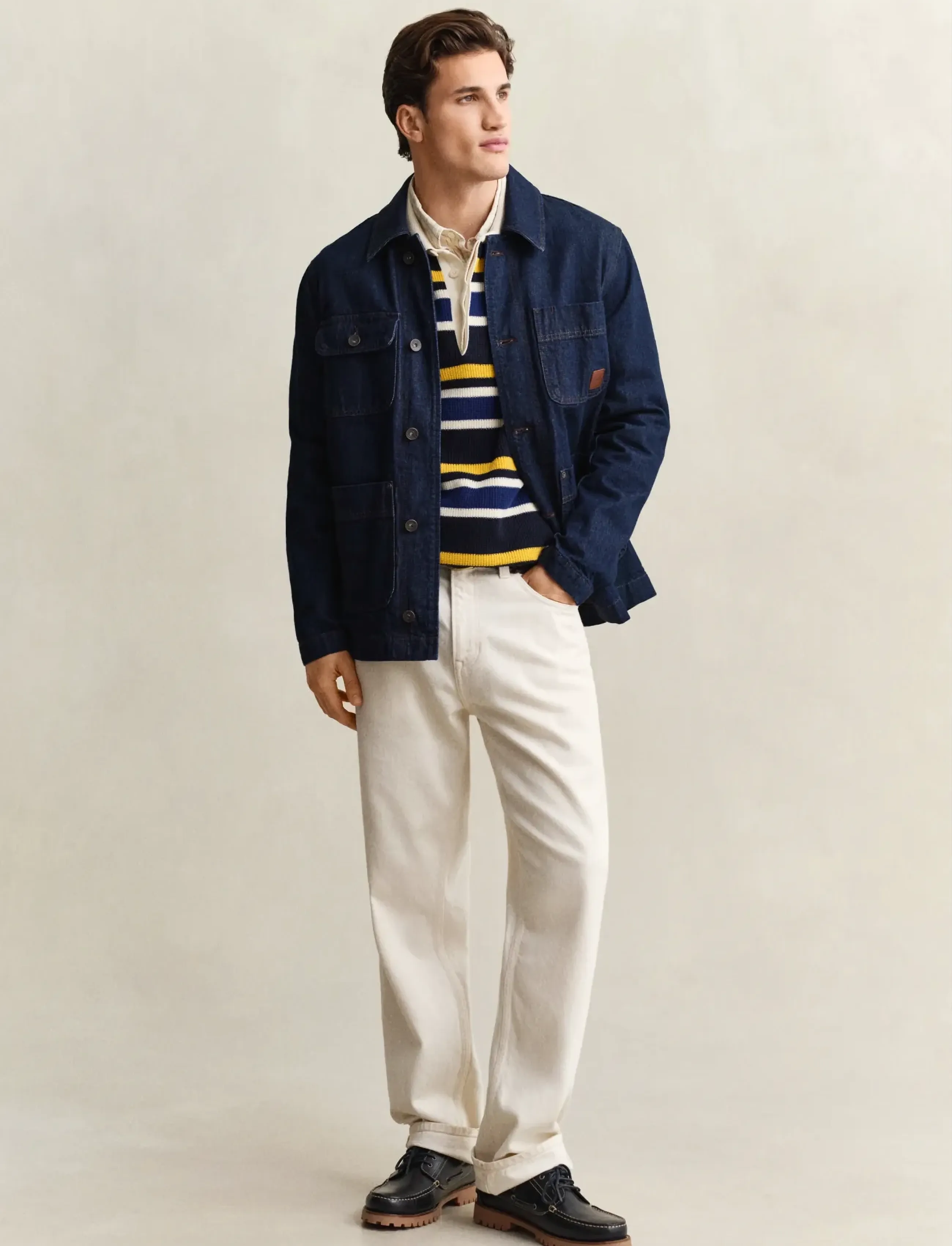 Gant - STRIPED COTTON RIB POLO - poloer i strik med lange ærmer - evening blue - 4
