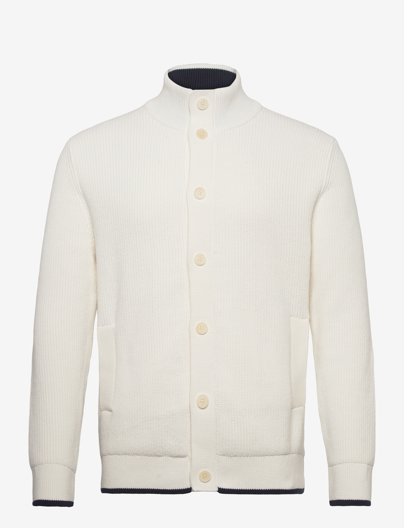 GANT - COTTON RIB BUTTONED CARDIGAN - cardigans - eggshell - 0