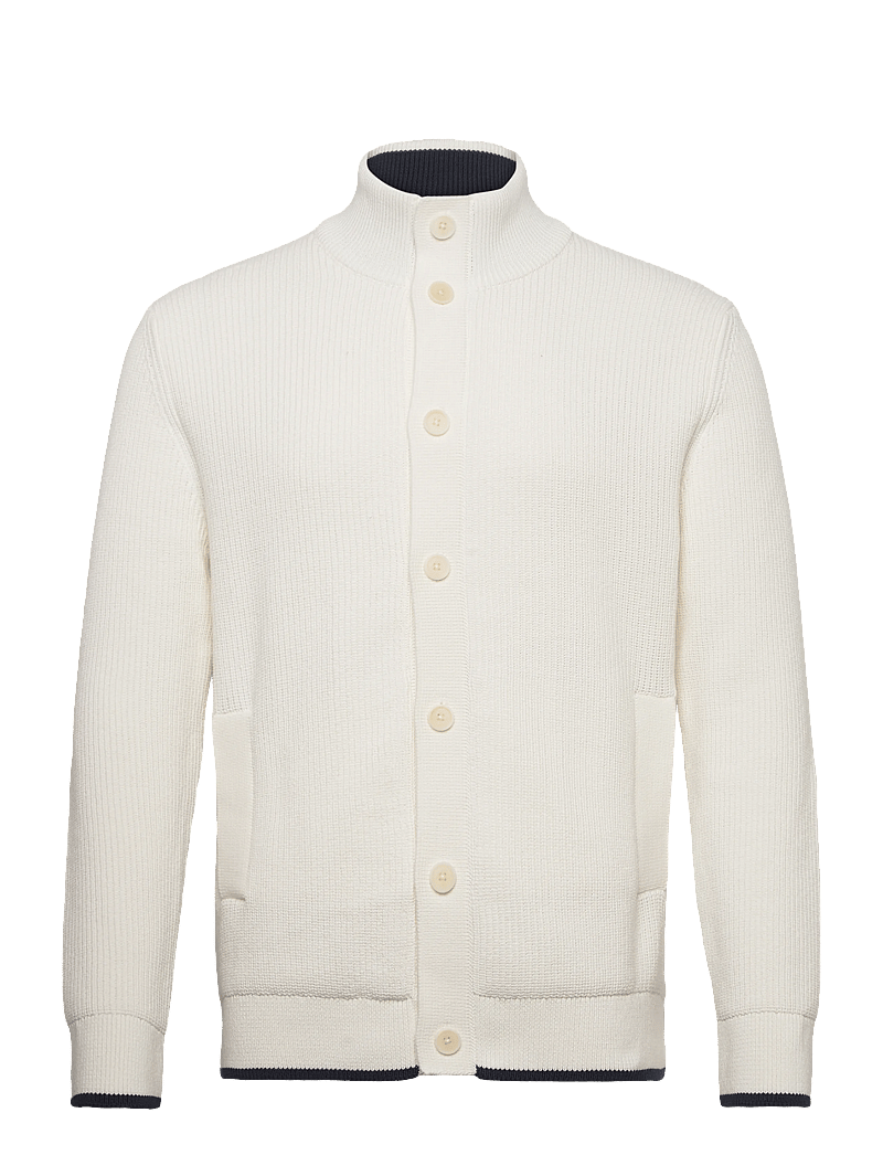 GANT - COTTON RIB BUTTONED CARDIGAN - cardigans - eggshell - 0