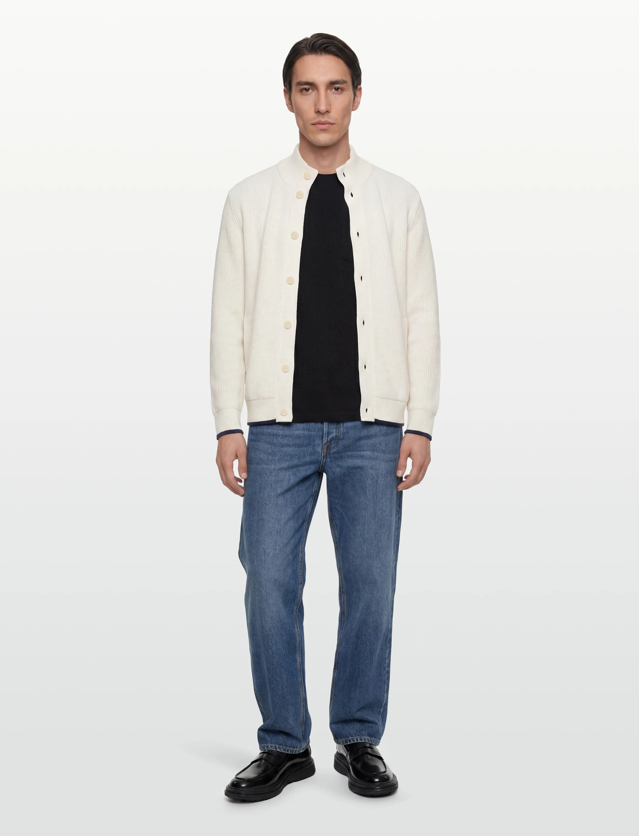 Gant Cotton Rib Buttoned Cardigan, XXL, Knitwear, Creme - Cardigans, Männerswear