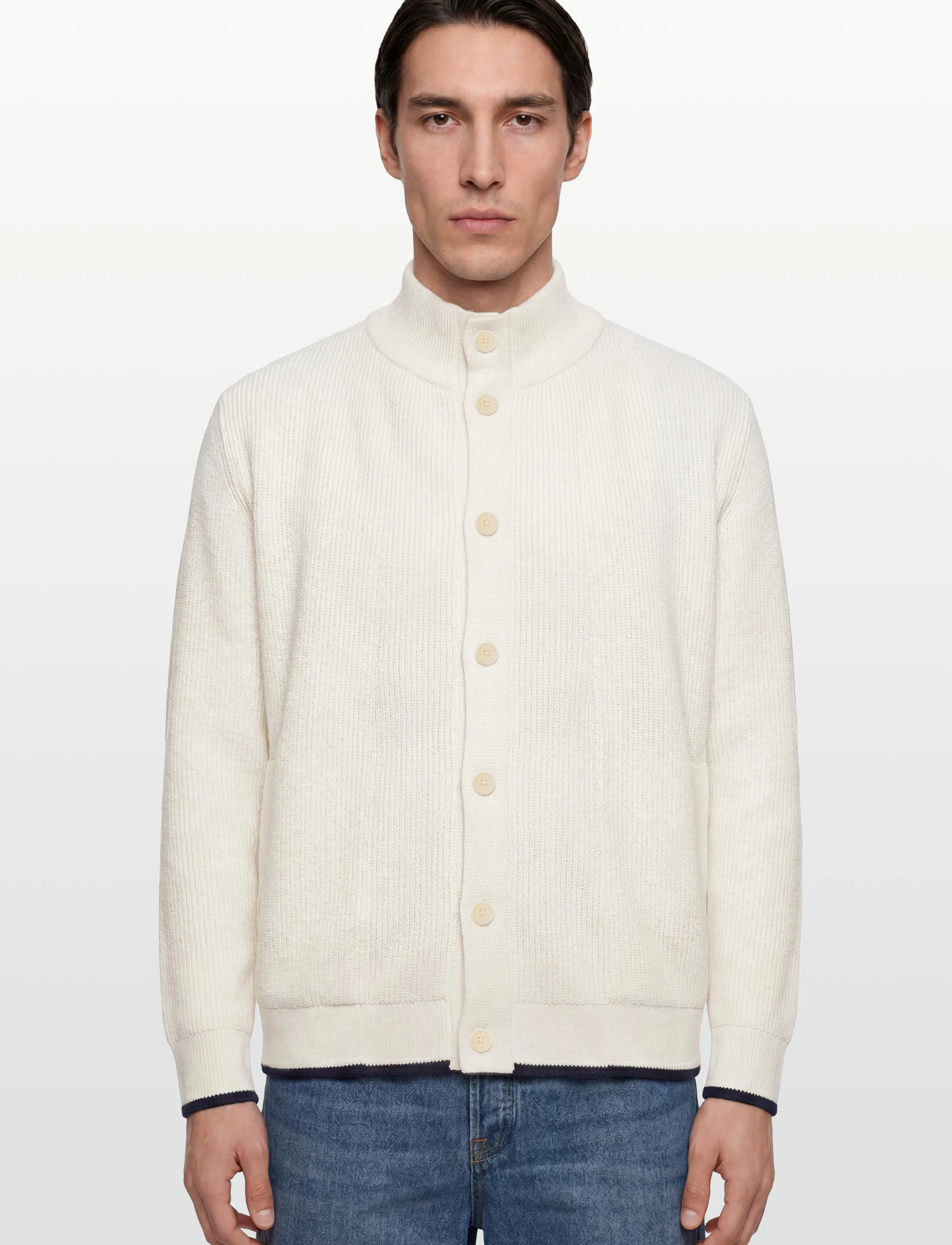 Gant - COTTON RIB BUTTONED CARDIGAN - cardigans - eggshell - 3