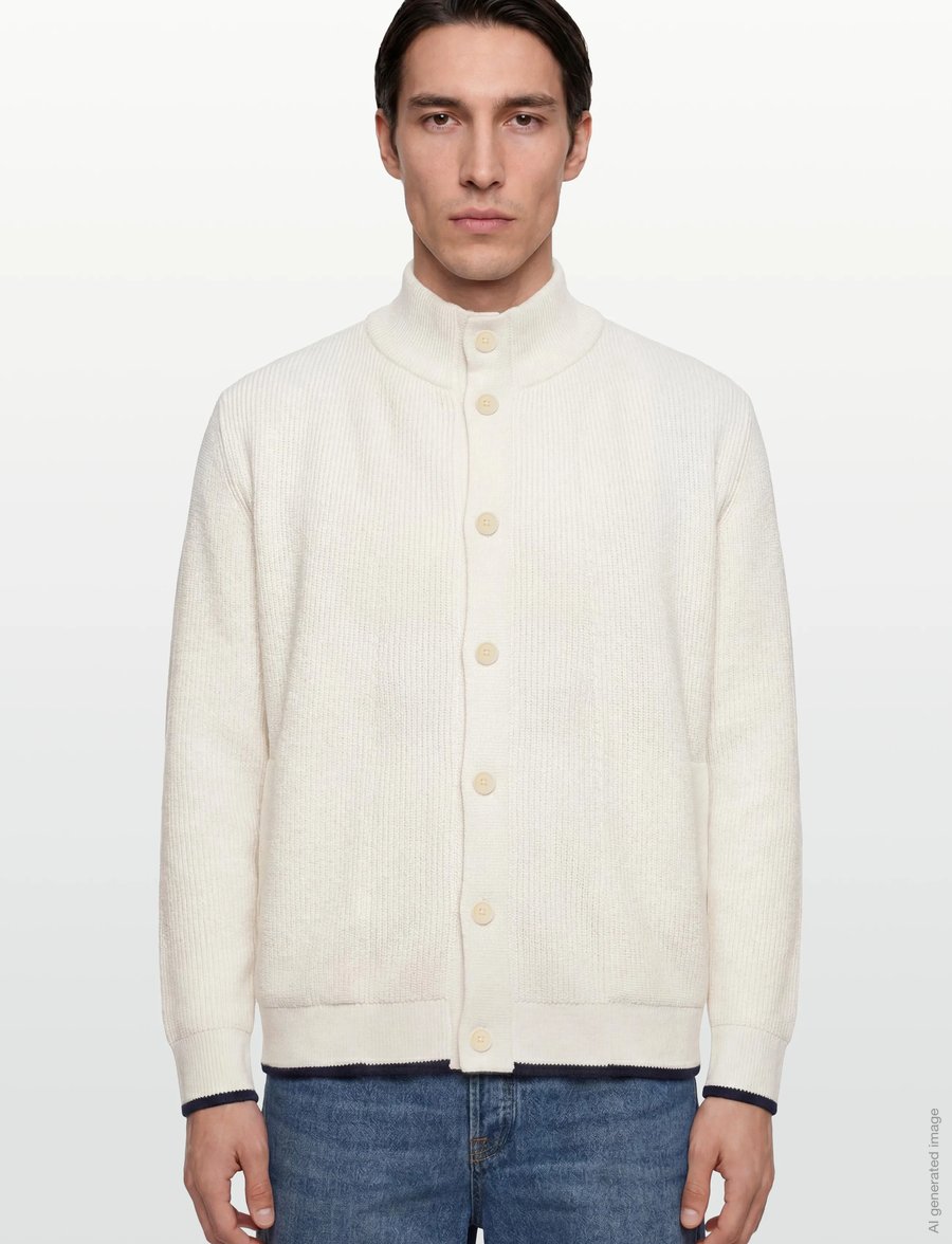 Gant - COTTON RIB BUTTONED CARDIGAN - cardigan - eggshell - 3