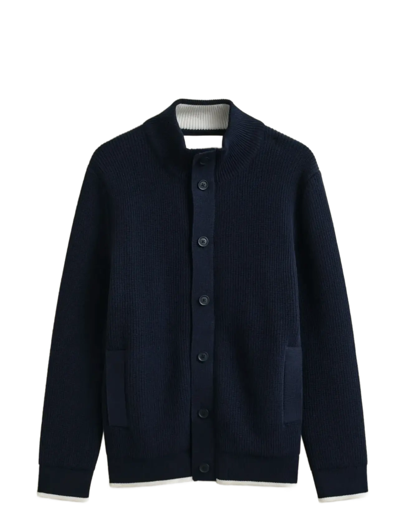 GANT COTTON RIB BUTTONED CARDIGAN - Cardigans - EVENING BLUE / navy