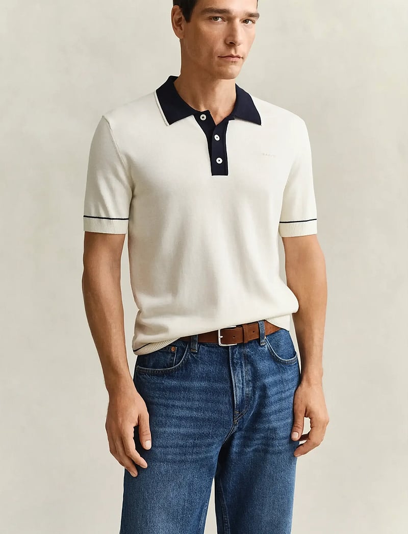 Gant - COTTON MODAL POLO - kortærmede poloer - cream - 0