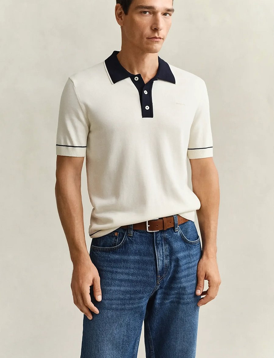 Gant - COTTON MODAL POLO - kortärmade pikéer - cream - 0