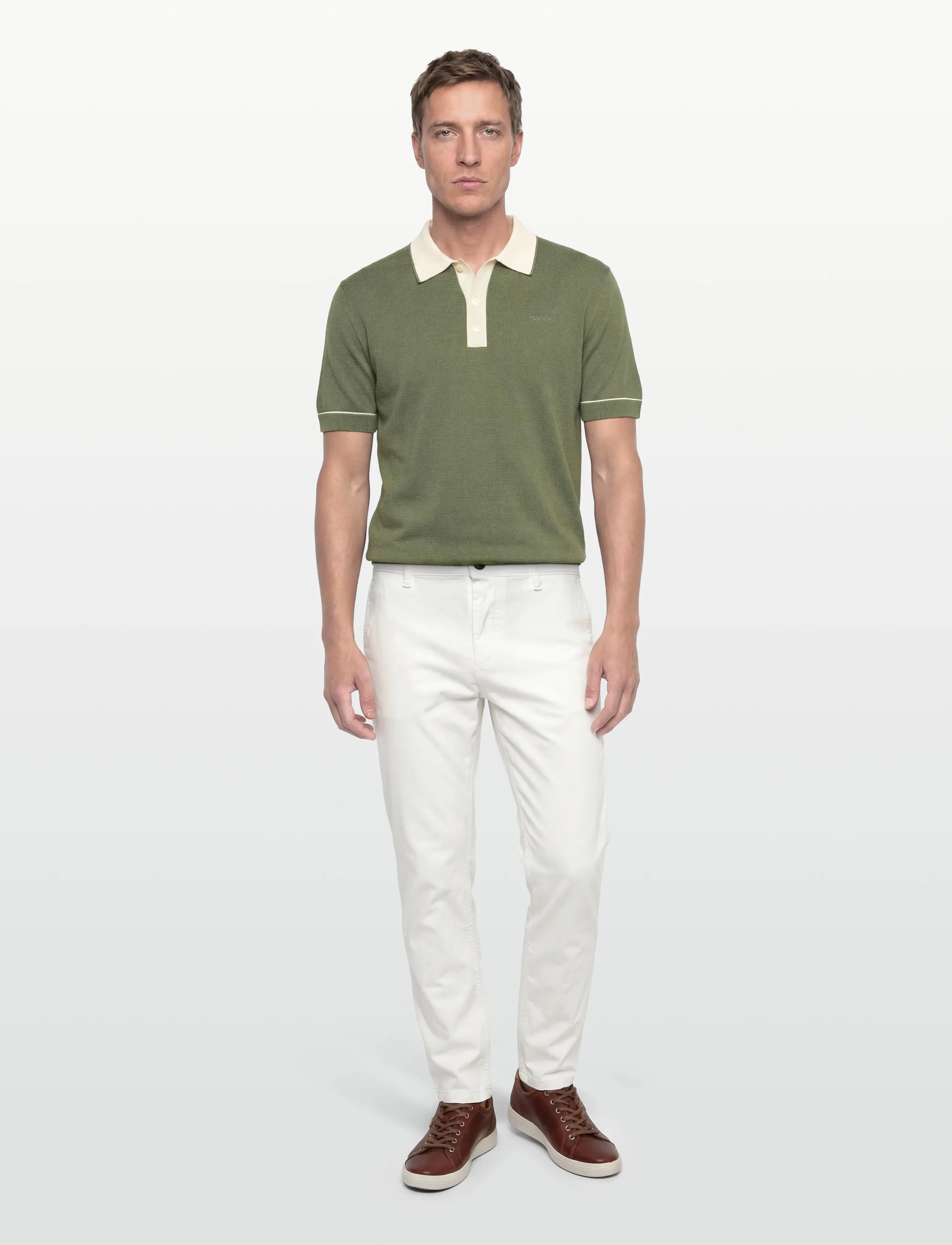 GANT COTTON MODAL POLO - Short-sleeved polos - DRY HERB GREEN / khaki/green