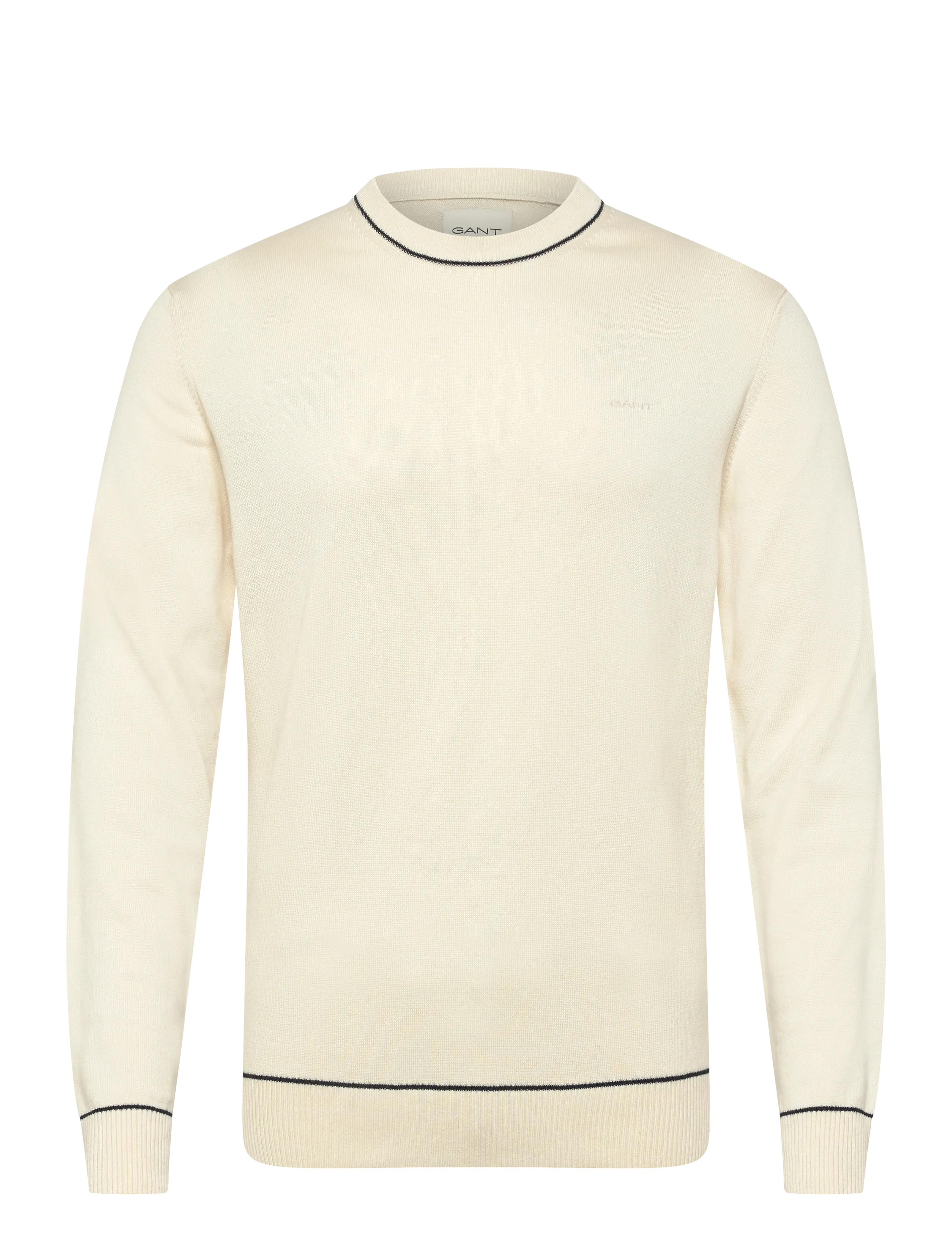 GANT COTTON MODAL C-NECK - Strik - CREAM / cream